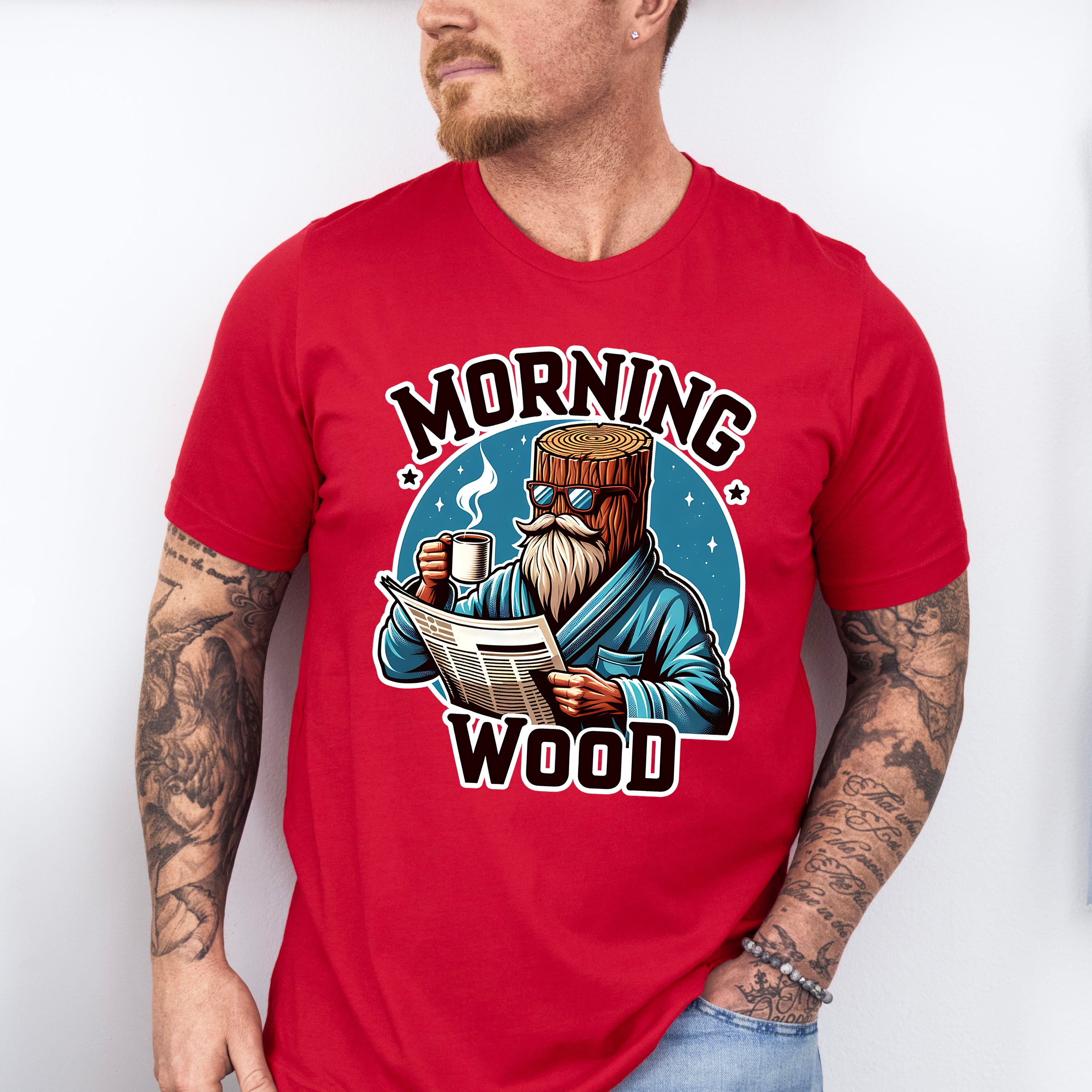 Morning Wood Blue Design - Funny Unisex Crewneck T-Shirt Sweatshirt Hoodie