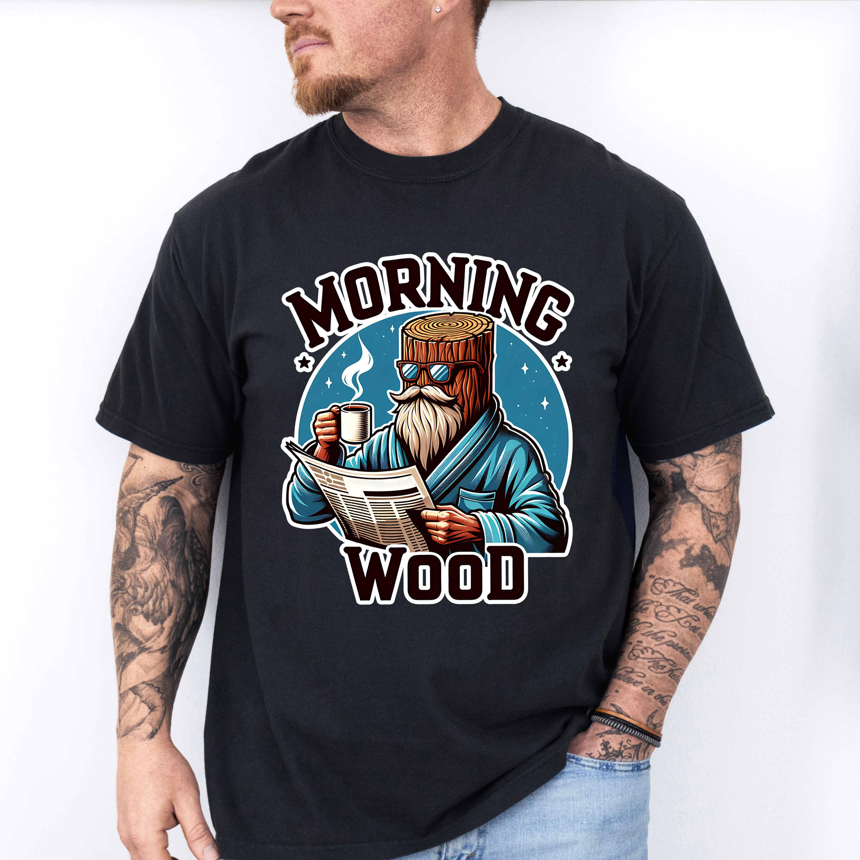Morning Wood Blue Design - Funny Unisex Crewneck T-Shirt Sweatshirt Hoodie