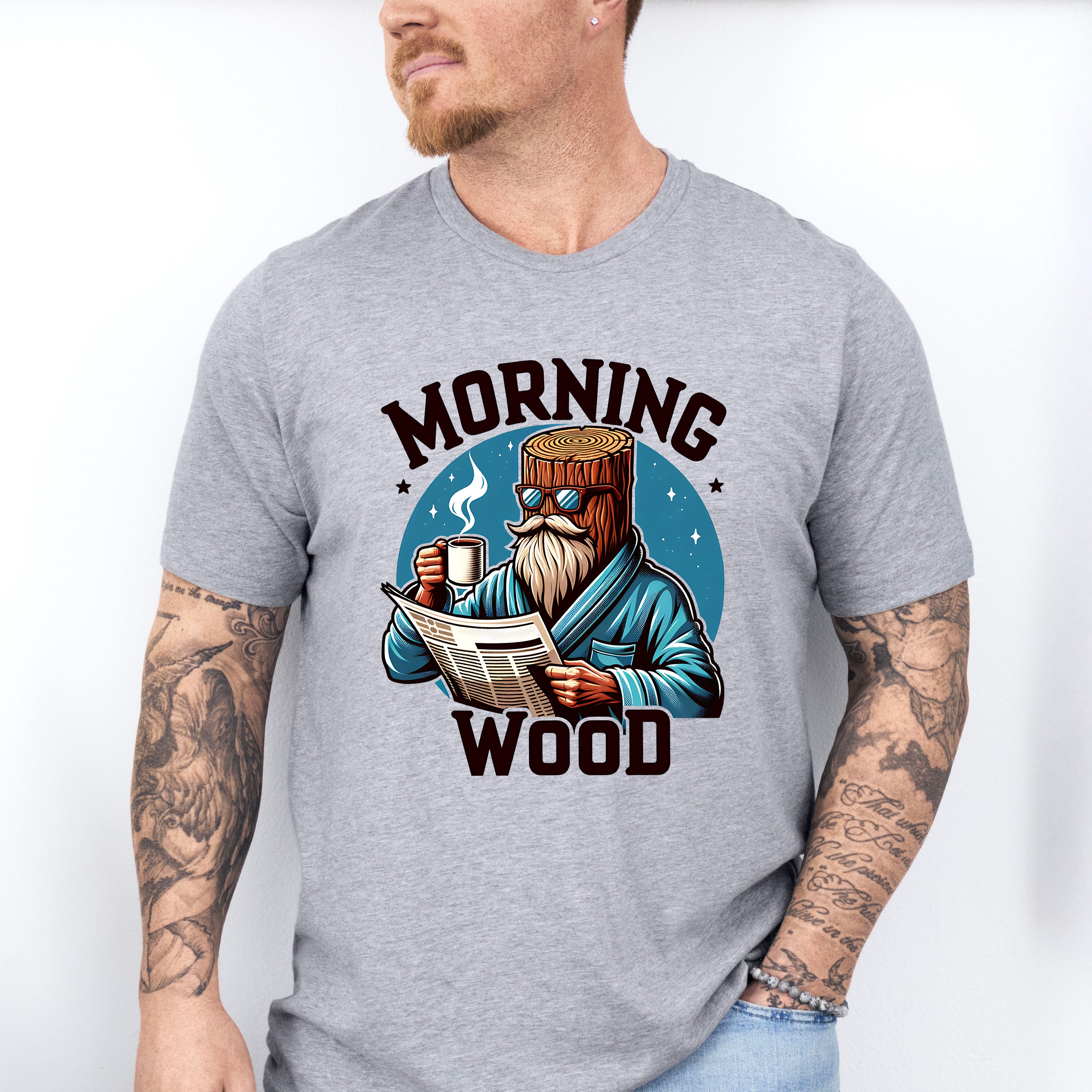 Morning Wood Blue Design - Funny Unisex Crewneck T-Shirt Sweatshirt Hoodie