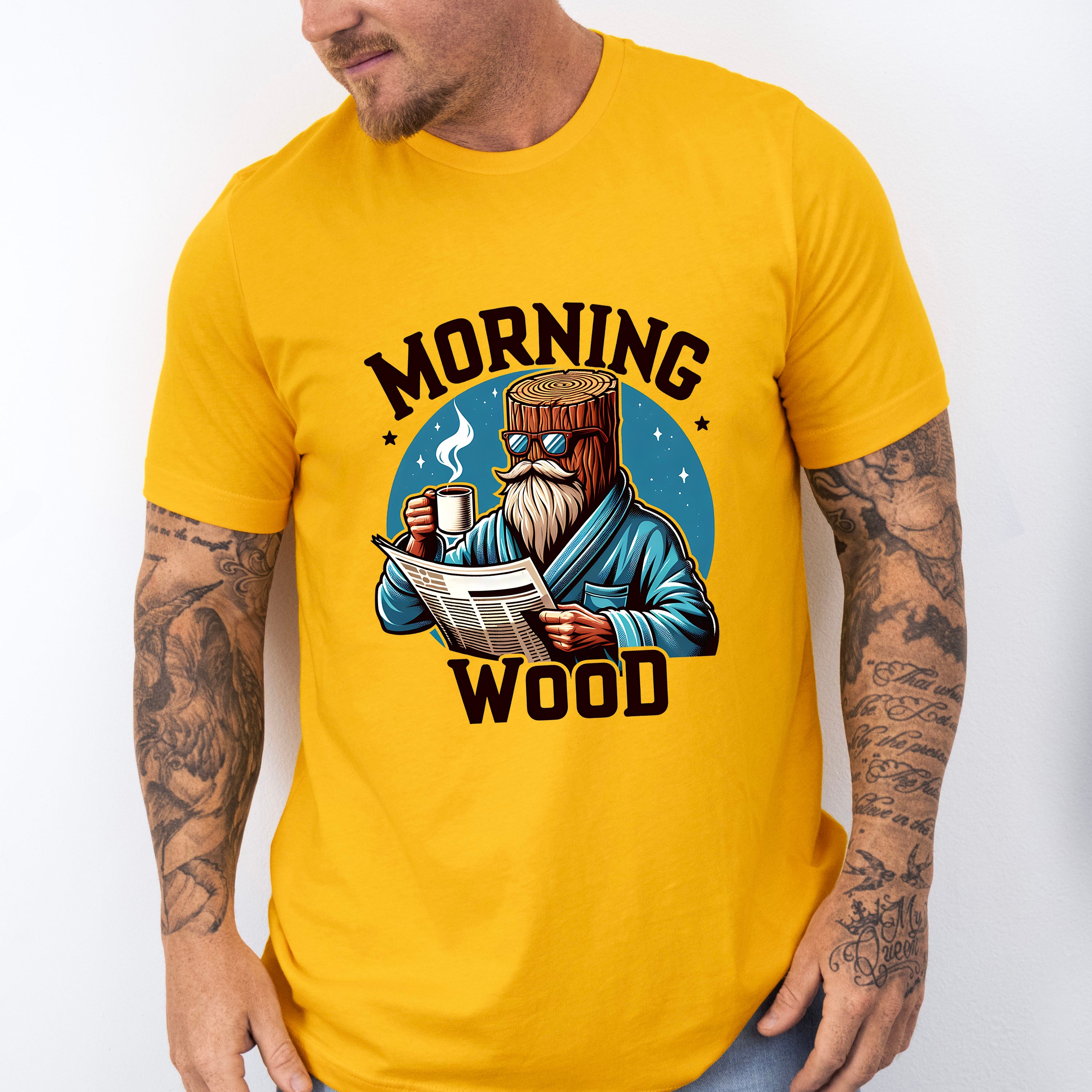 Morning Wood Blue Design - Funny Unisex Crewneck T-Shirt Sweatshirt Hoodie