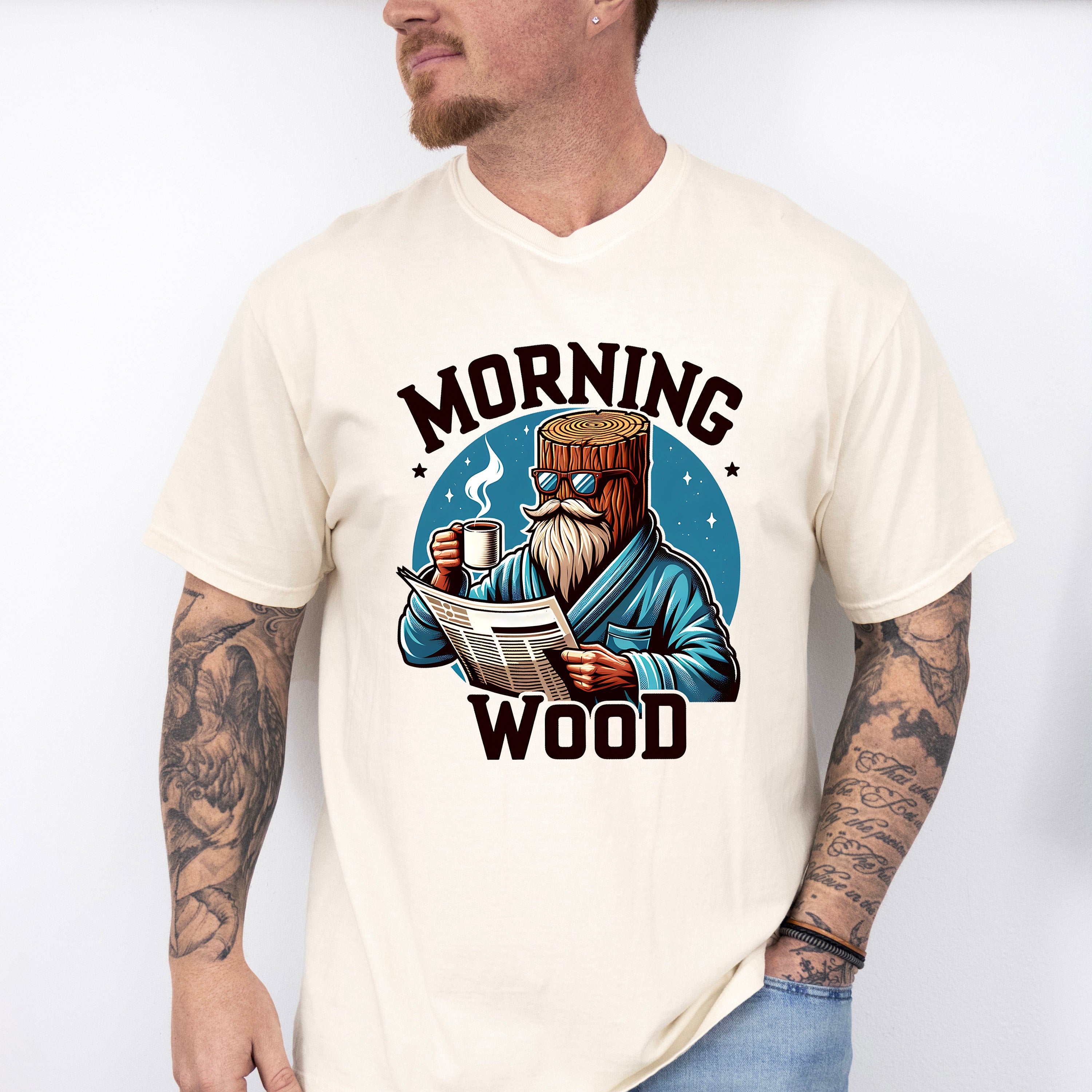 Morning Wood Blue Design - Funny Unisex Crewneck T-Shirt Sweatshirt Hoodie