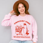 Grocery Time Cat Design - Funny Unisex Crewneck T-Shirt Sweatshirt Hoodie