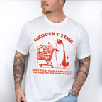 Grocery Time Cat Design - Funny Unisex Crewneck T-Shirt Sweatshirt Hoodie