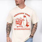 Grocery Time Cat Design - Funny Unisex Crewneck T-Shirt Sweatshirt Hoodie