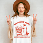 Grocery Time Cat Design - Funny Unisex Crewneck T-Shirt Sweatshirt Hoodie