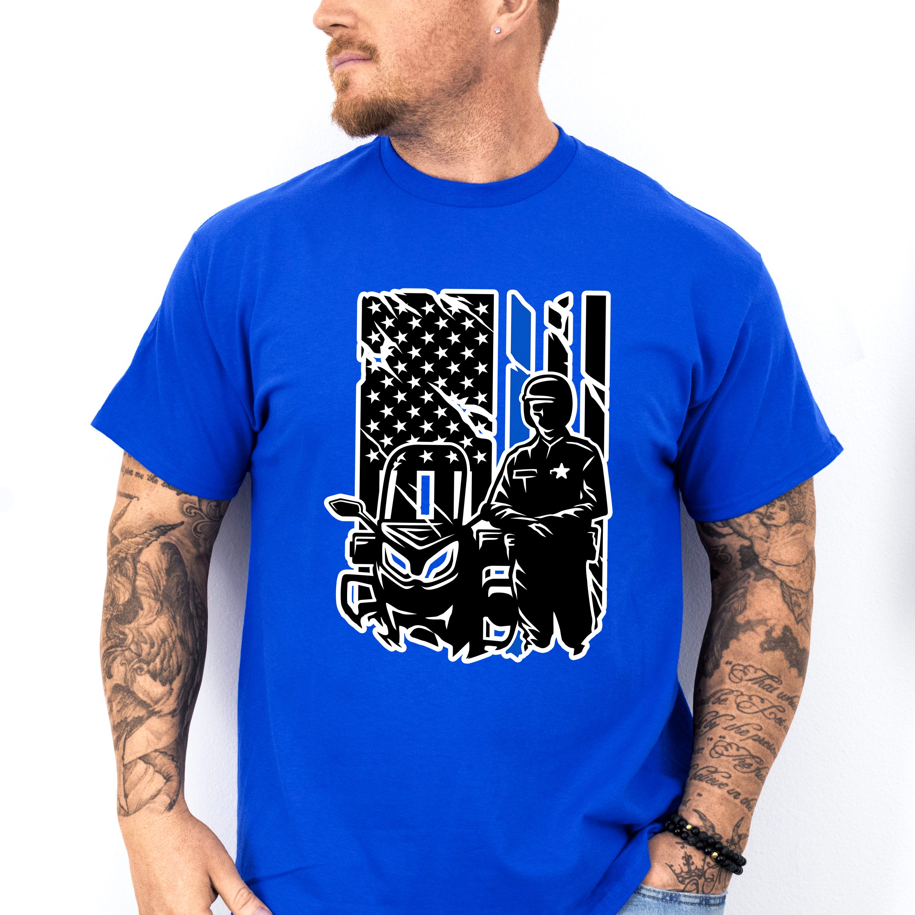 Police USA Flag Bike Design - Police Unisex Crewneck T-Shirt Sweatshirt Hoodie