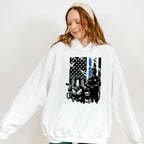 Police USA Flag Bike Design - Police Unisex Crewneck T-Shirt Sweatshirt Hoodie