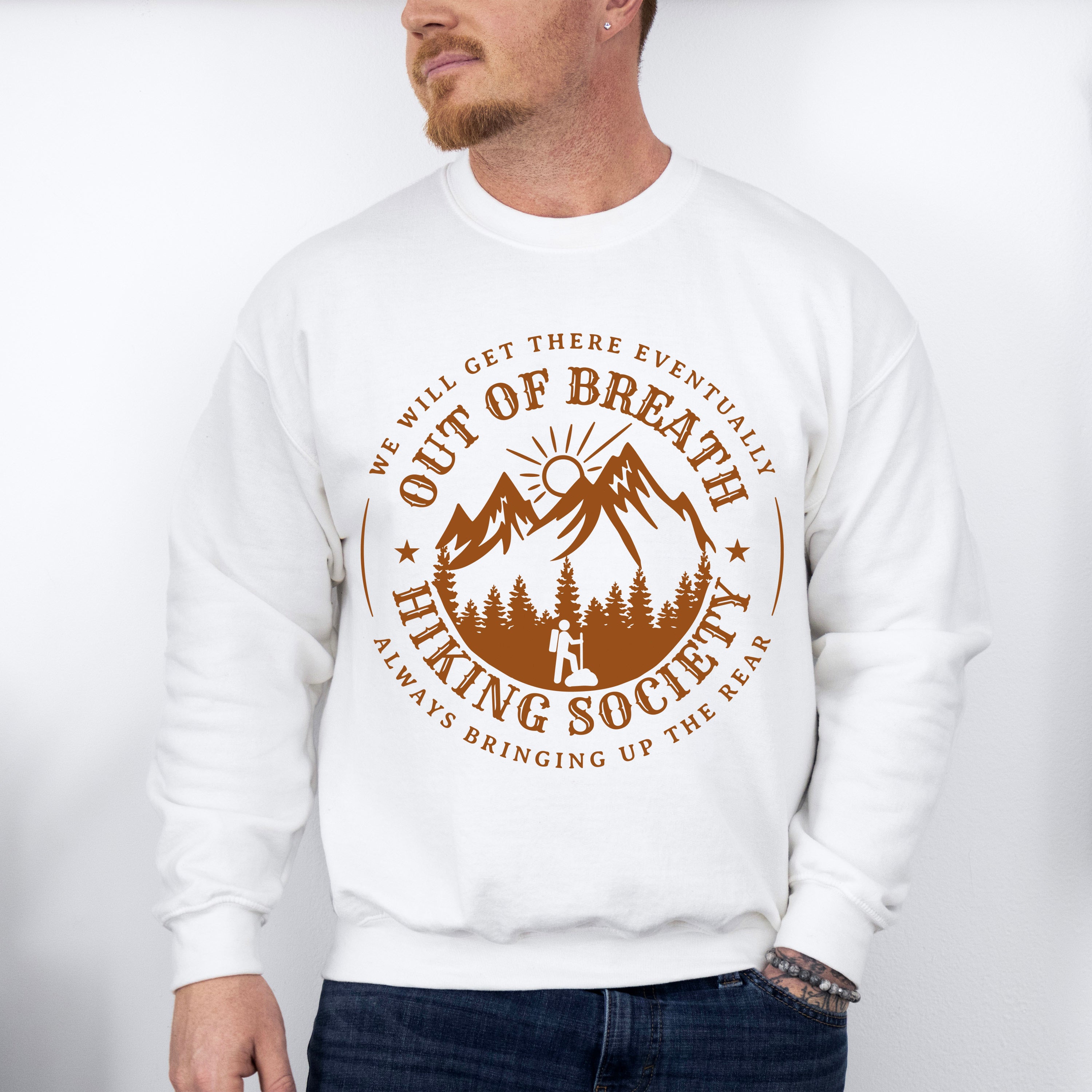 Out Of Breath Hiking Society Design - Hiking Unisex Crewneck T-Shirt Sweatshirt Hoodie