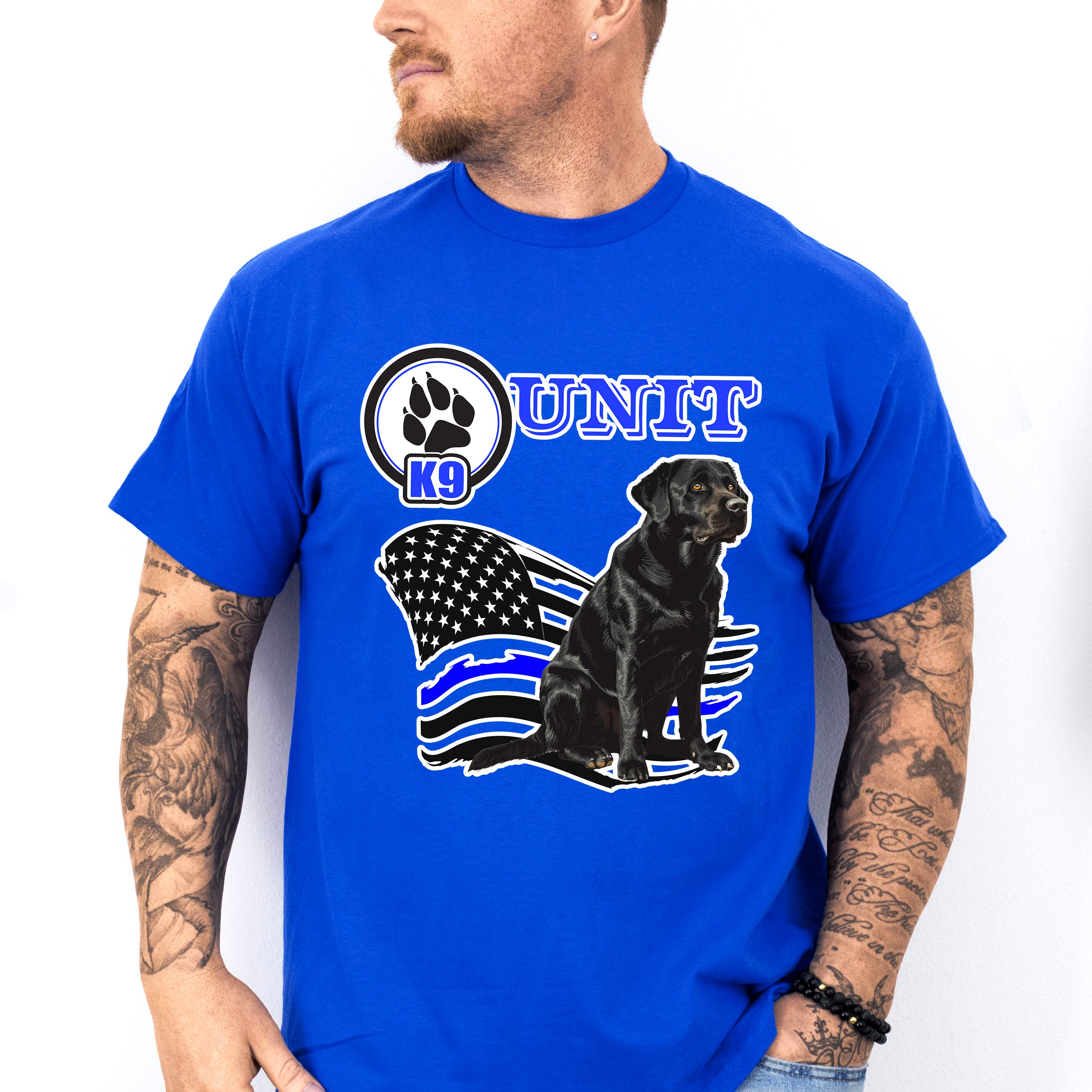K9 Unit USA Flag Design - Police Unisex Crewneck T-Shirt Sweatshirt Hoodie