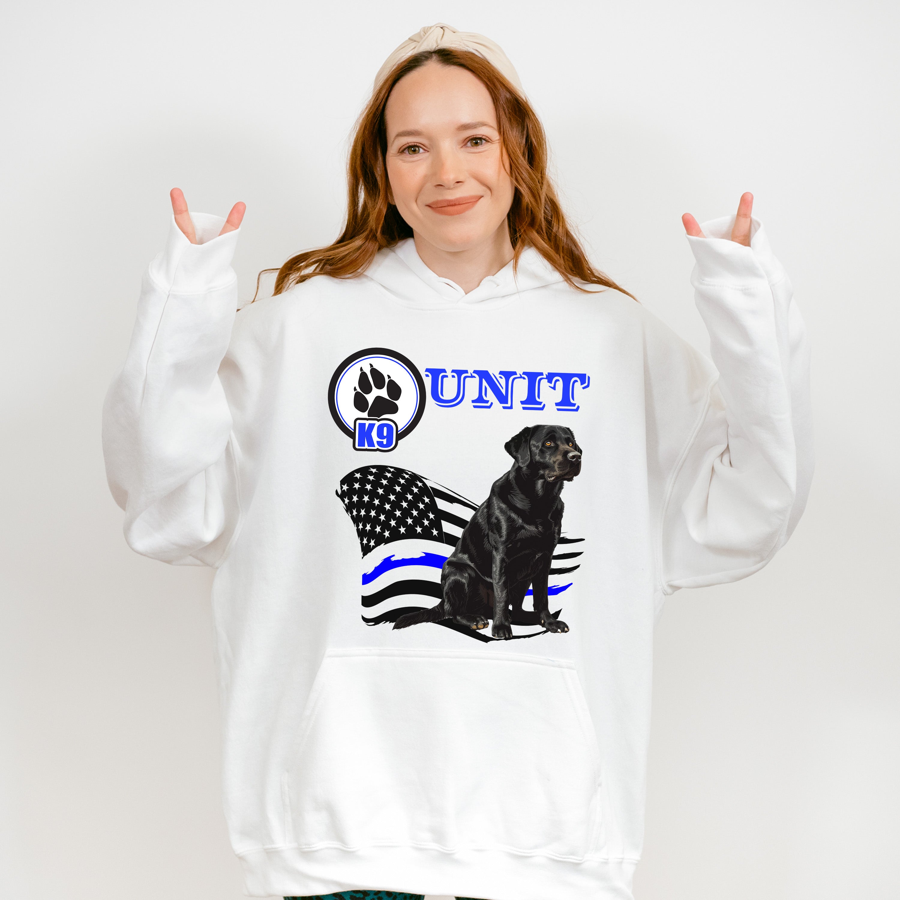 K9 Unit USA Flag Design - Police Unisex Crewneck T-Shirt Sweatshirt Hoodie