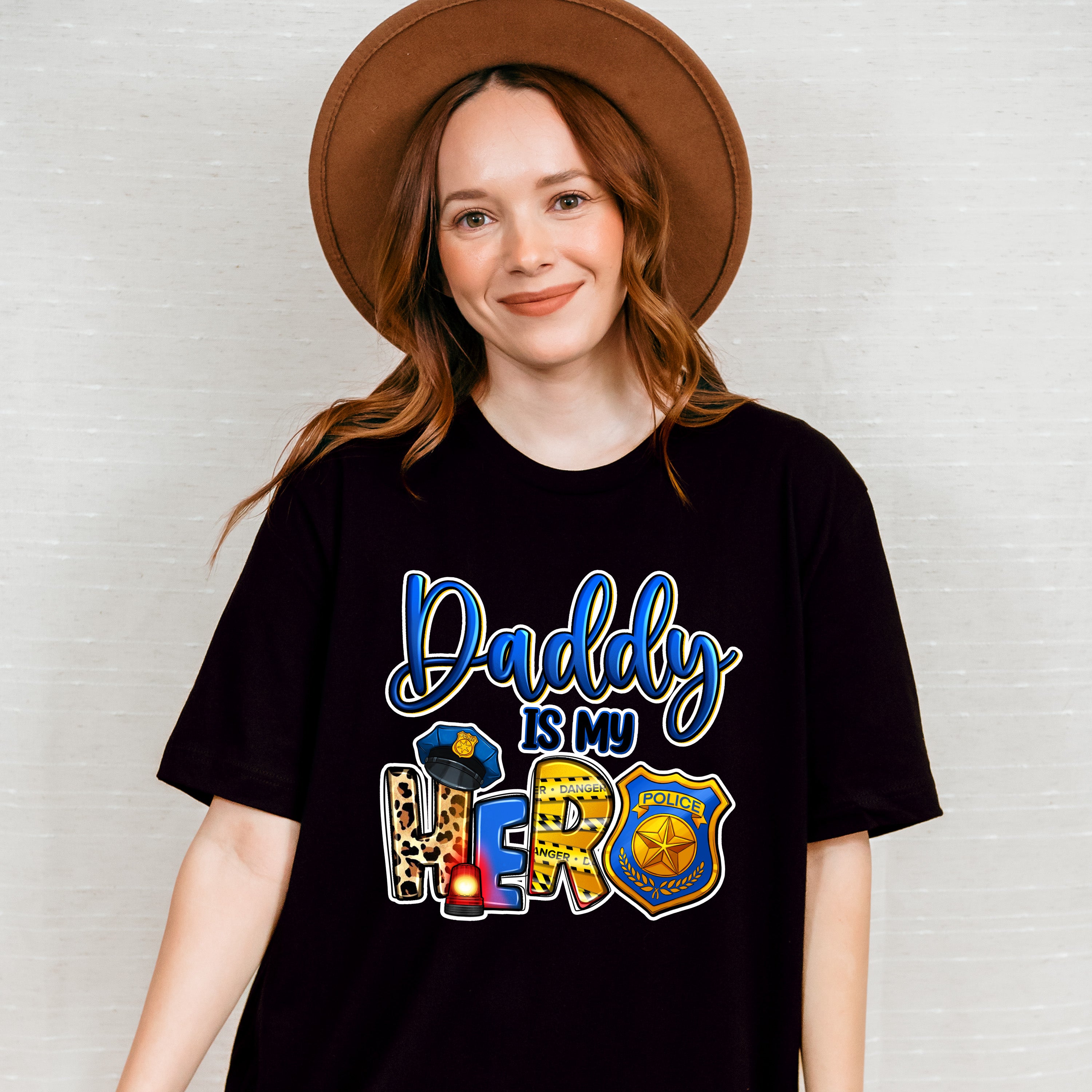 Daddy Is My Hero - Police Unisex Crewneck T-Shirt Sweatshirt Hoodie