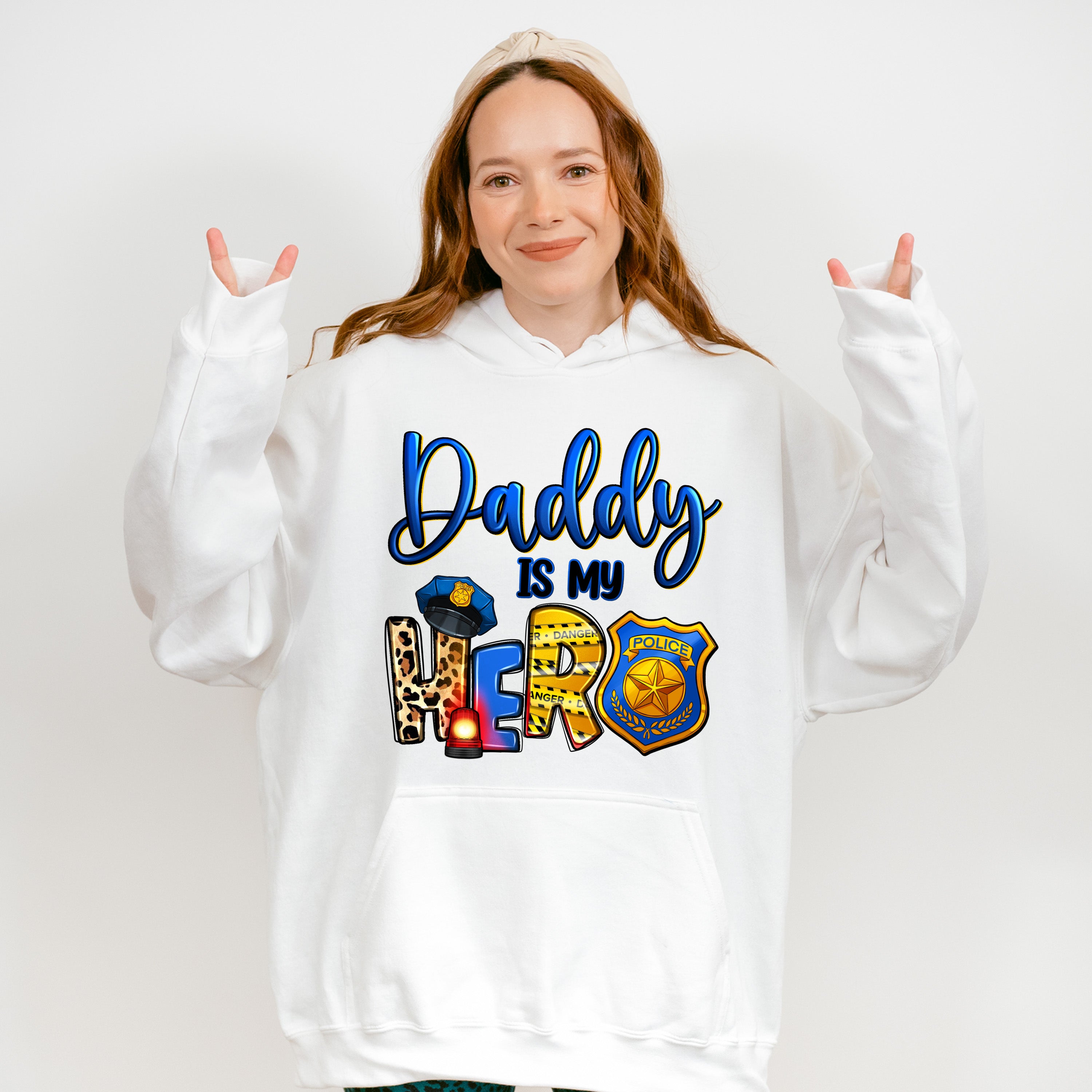 Daddy Is My Hero - Police Unisex Crewneck T-Shirt Sweatshirt Hoodie