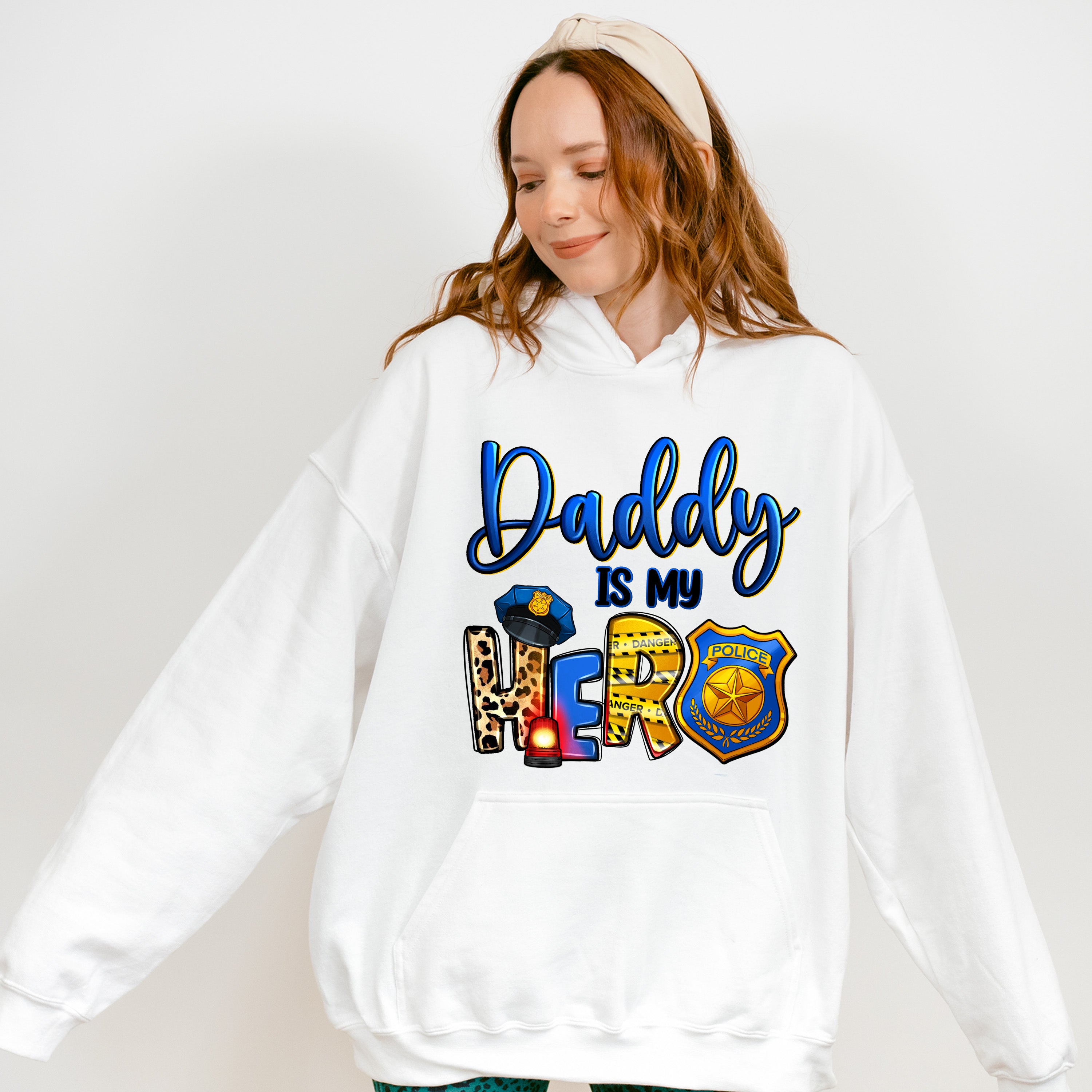 Daddy Is My Hero - Police Unisex Crewneck T-Shirt Sweatshirt Hoodie