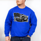 USA Flag Police Car - Police Unisex Crewneck T-Shirt Sweatshirt Hoodie