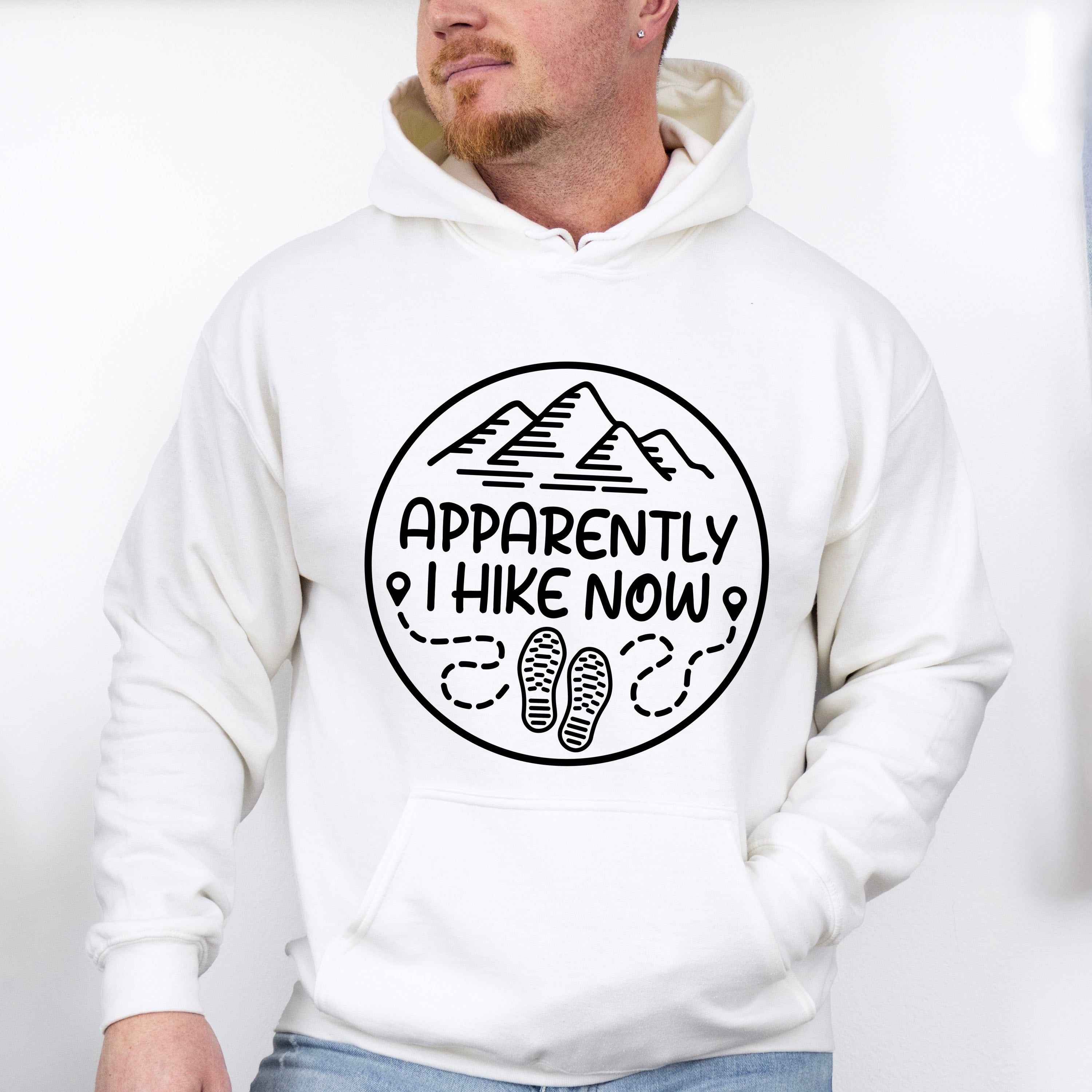 Apparently I Hike Now Design - Hiking Unisex Crewneck T-Shirt Sweatshirt Hoodie
