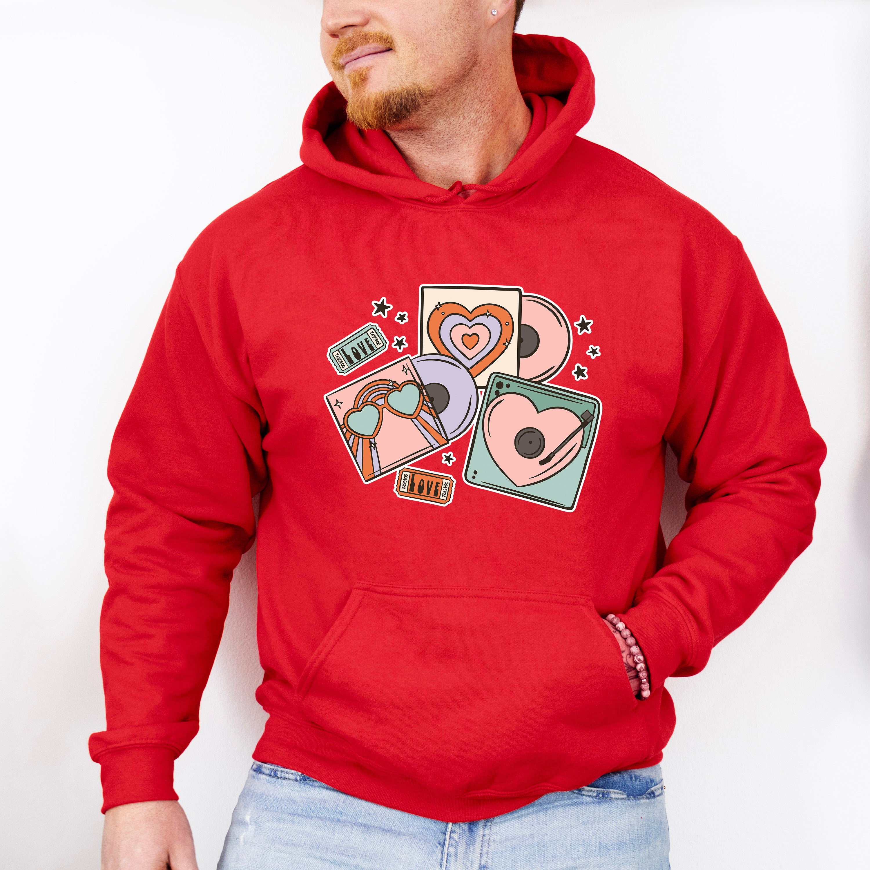 Heart Vinyls Design - Valentine's Day Unisex Crewneck T-Shirt Sweatshirt Hoodie