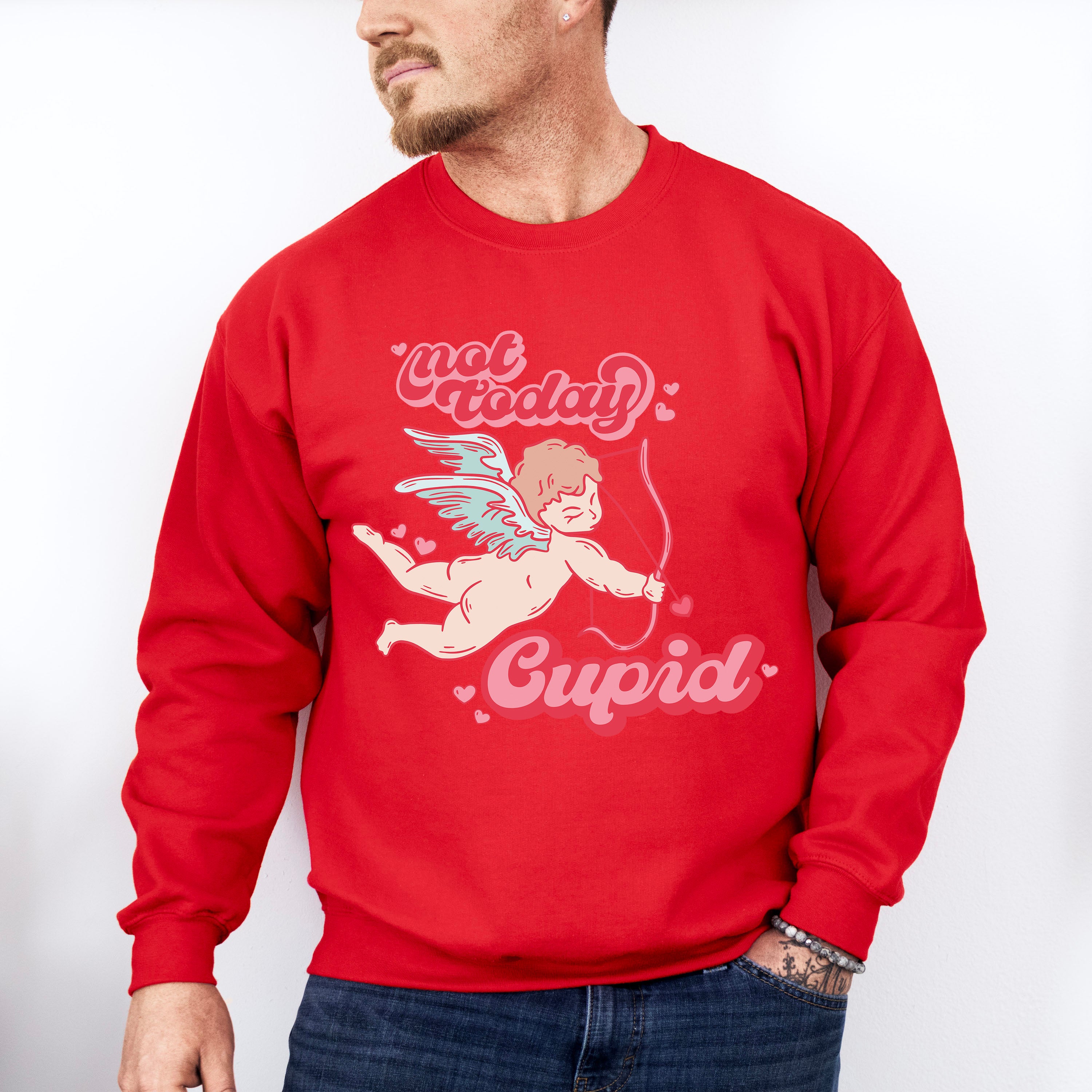 Not Today Cupid Eros Design - Valentine's Day Unisex Crewneck T-Shirt Sweatshirt Hoodie