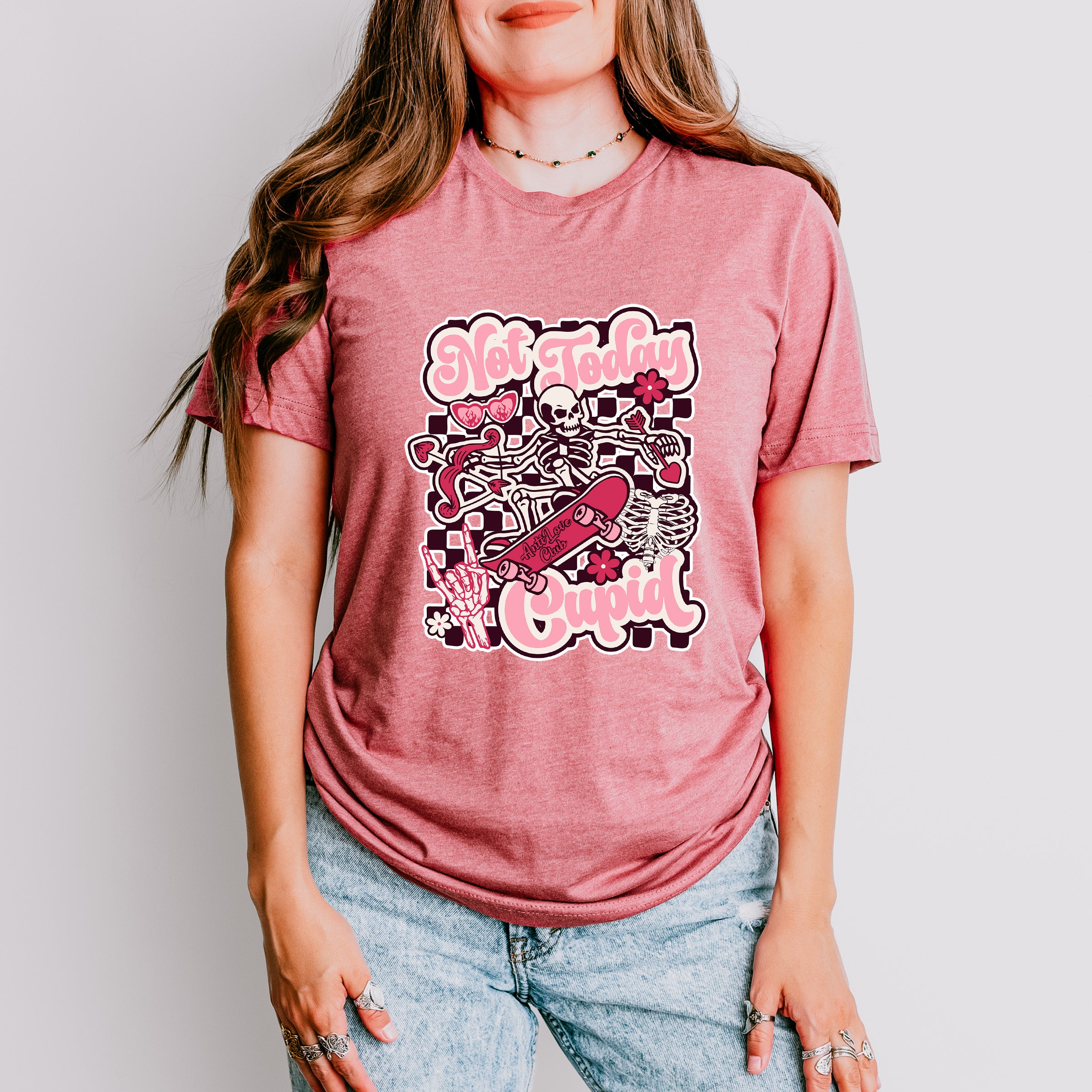 Not Today Cupid Skeleton Arrow Design - Valentine's Day Unisex Crewneck T-Shirt Sweatshirt Hoodie