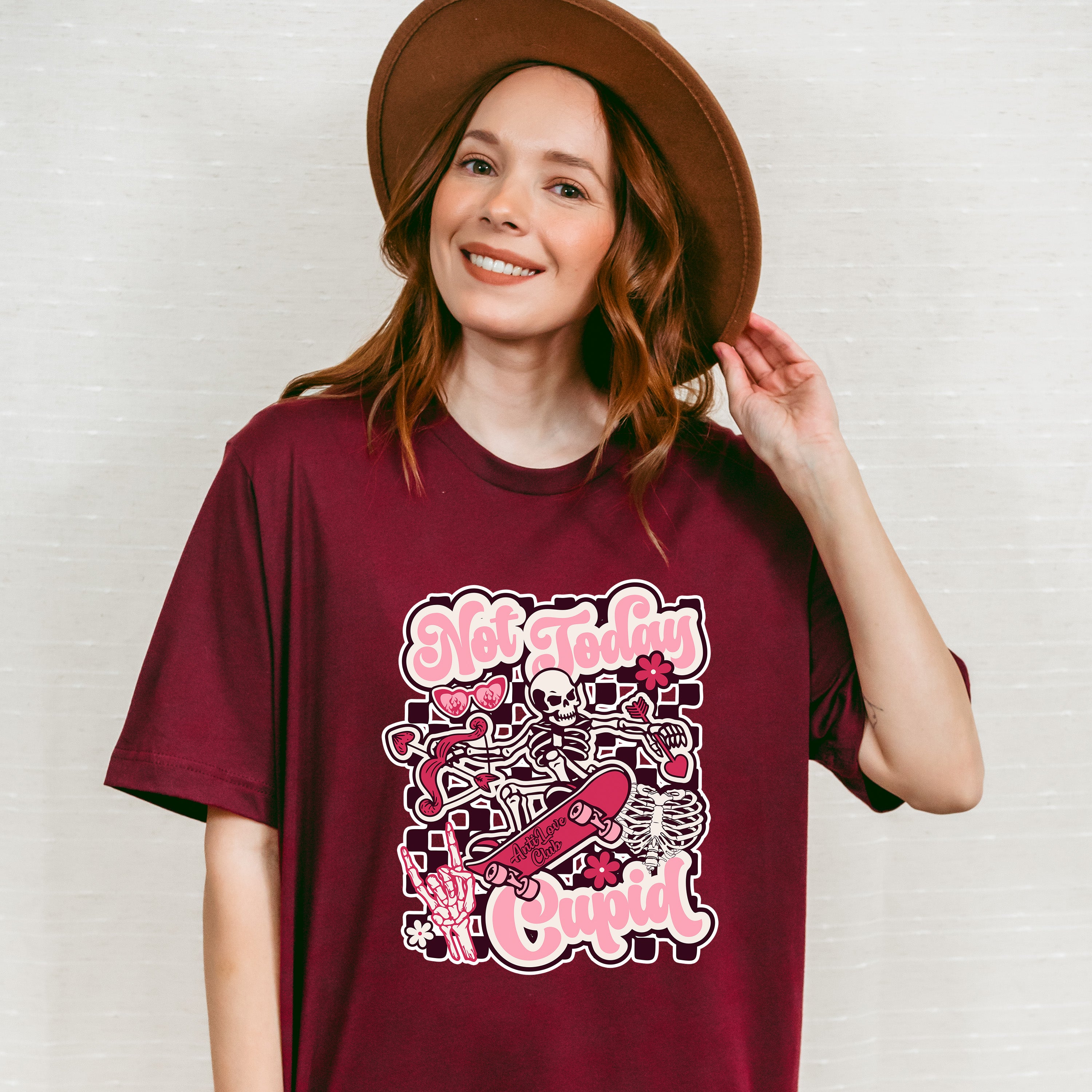 Not Today Cupid Skeleton Arrow Design - Valentine's Day Unisex Crewneck T-Shirt Sweatshirt Hoodie