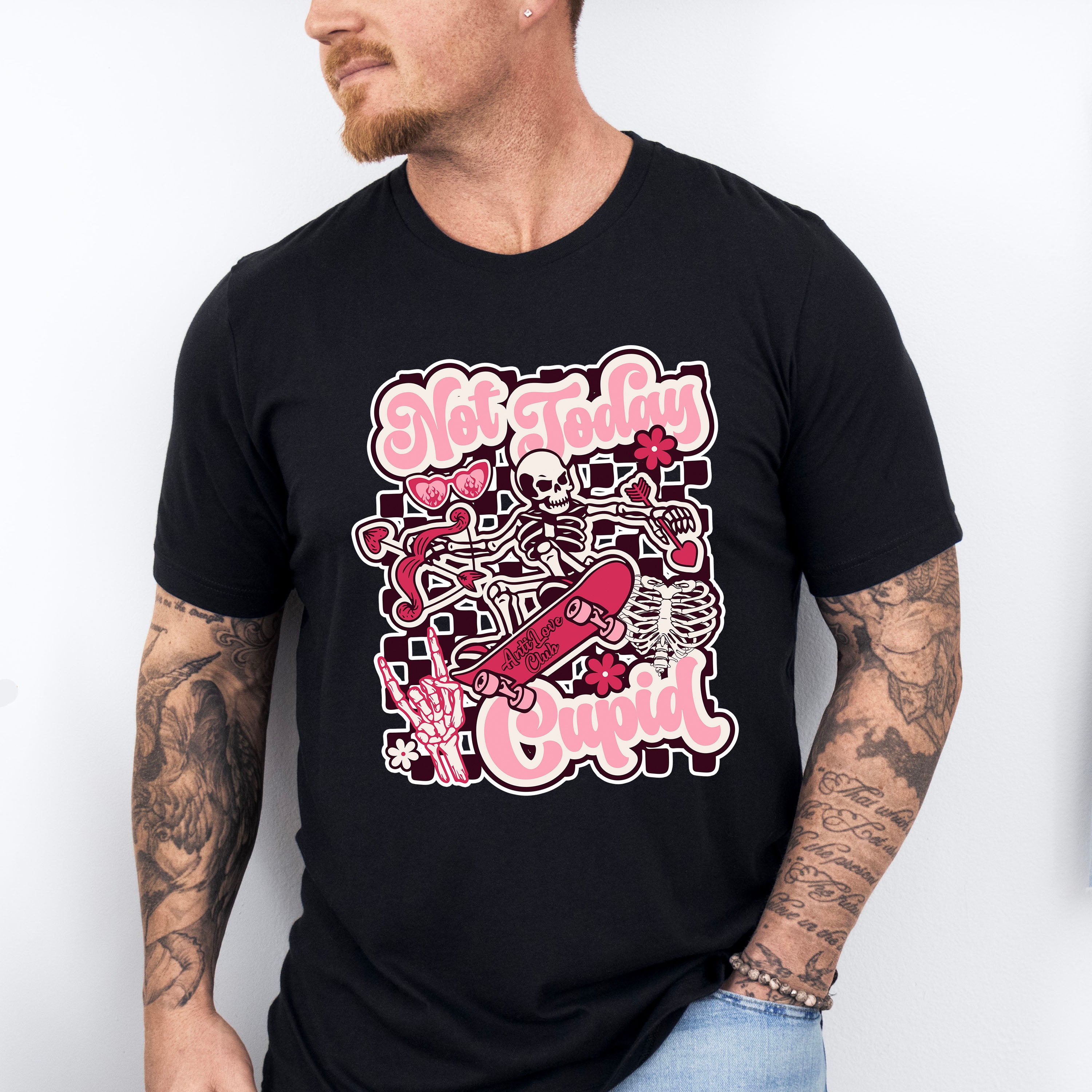 Not Today Cupid Skeleton Arrow Design - Valentine's Day Unisex Crewneck T-Shirt Sweatshirt Hoodie