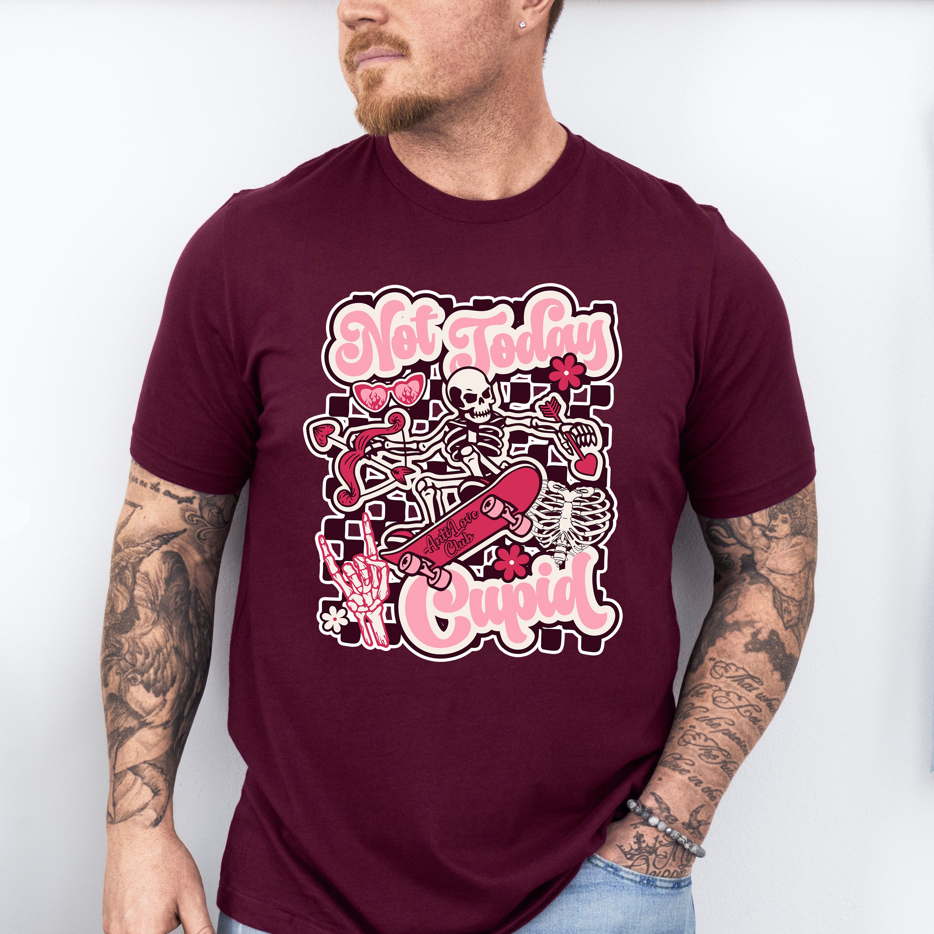 Not Today Cupid Skeleton Arrow Design - Valentine's Day Unisex Crewneck T-Shirt Sweatshirt Hoodie