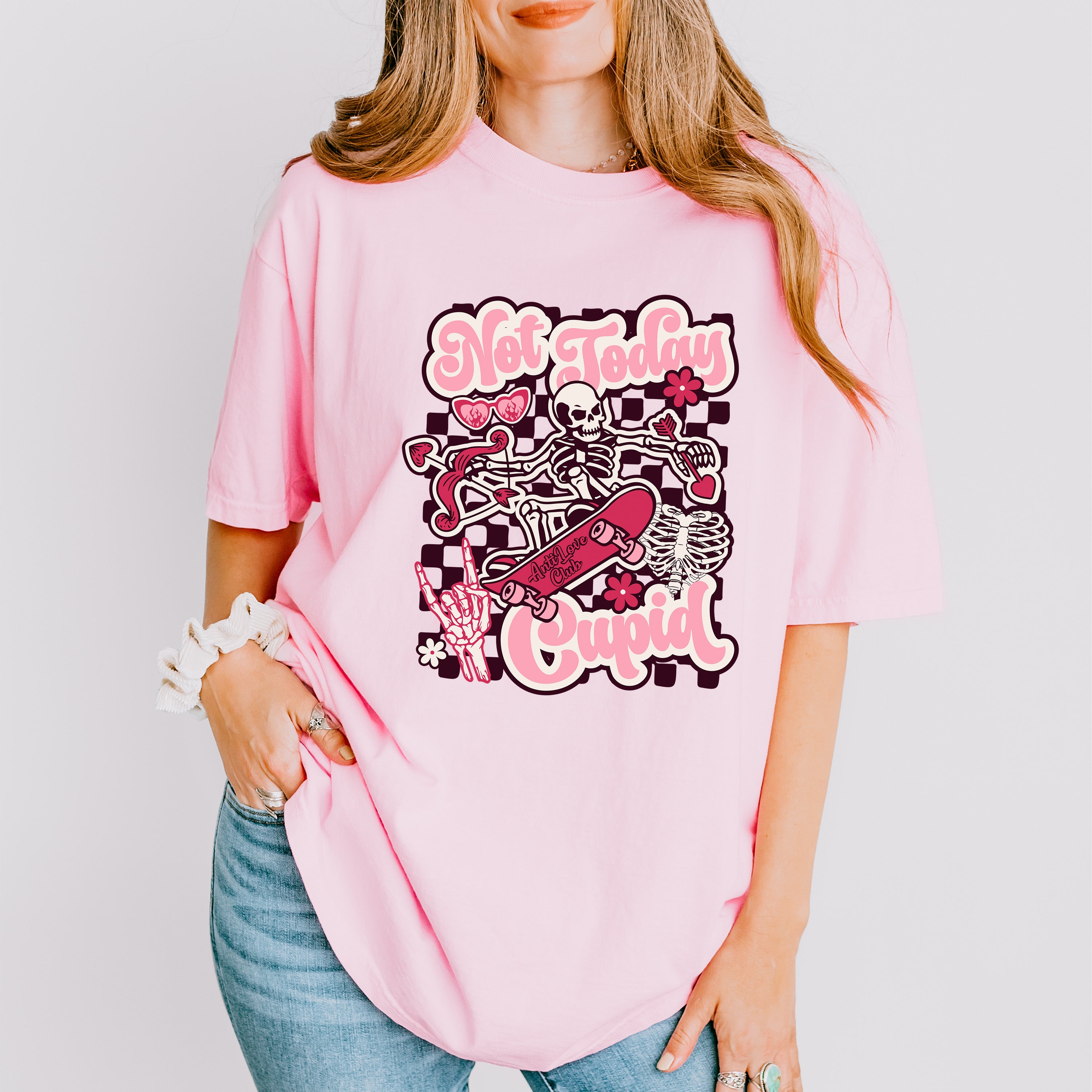 Not Today Cupid Skeleton Arrow Design - Valentine's Day Unisex Crewneck T-Shirt Sweatshirt Hoodie