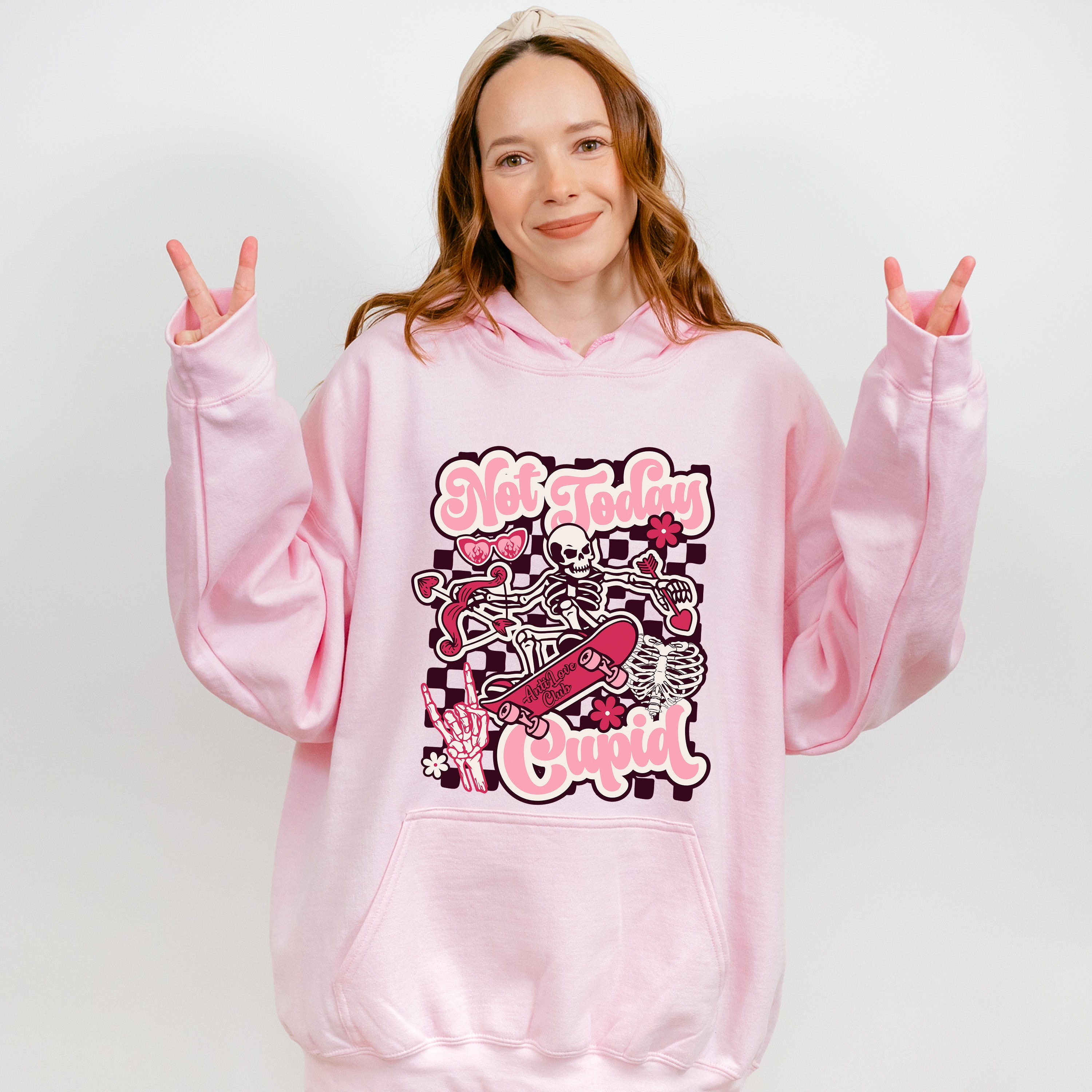 Not Today Cupid Skeleton Arrow Design - Valentine's Day Unisex Crewneck T-Shirt Sweatshirt Hoodie