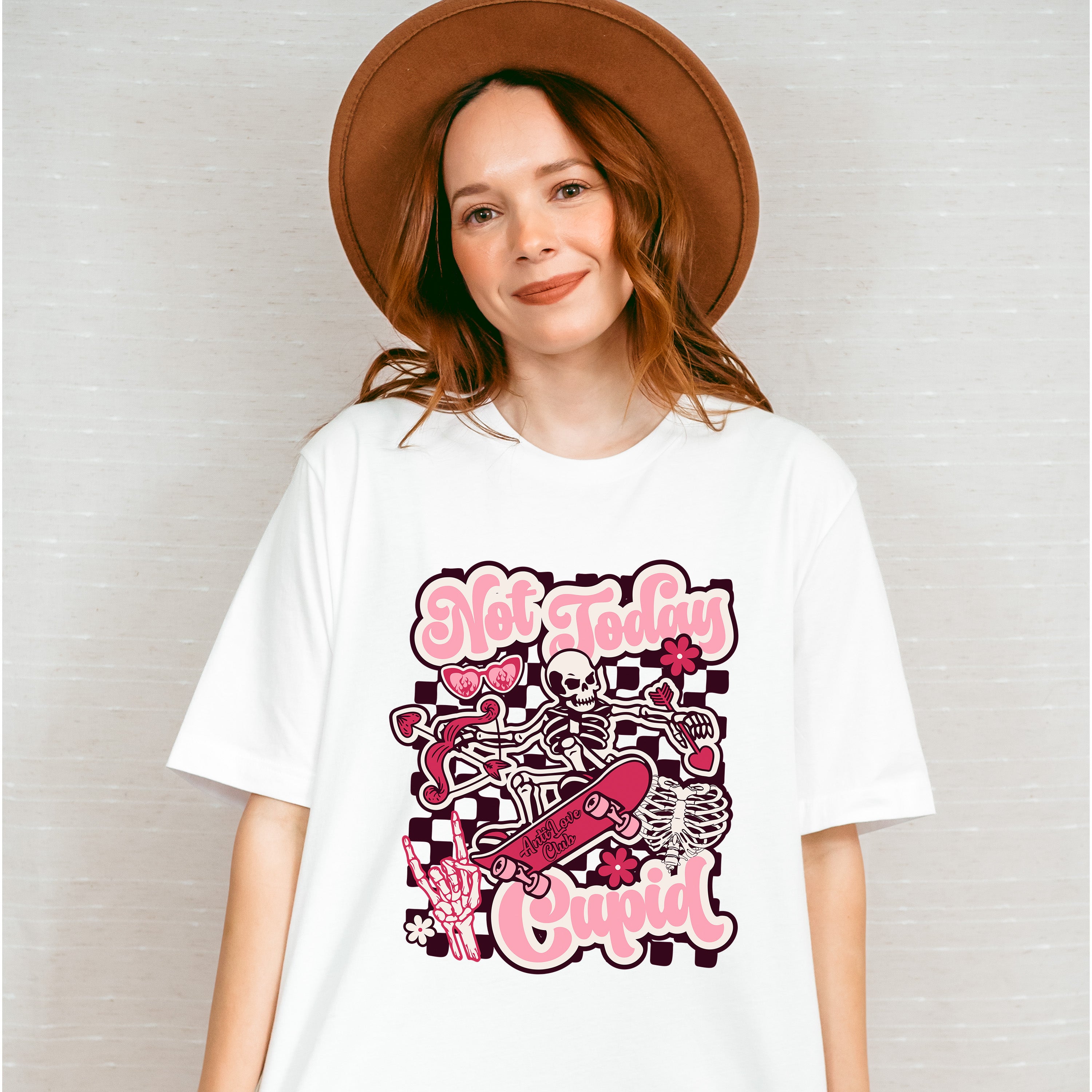 Not Today Cupid Skeleton Arrow Design - Valentine's Day Unisex Crewneck T-Shirt Sweatshirt Hoodie