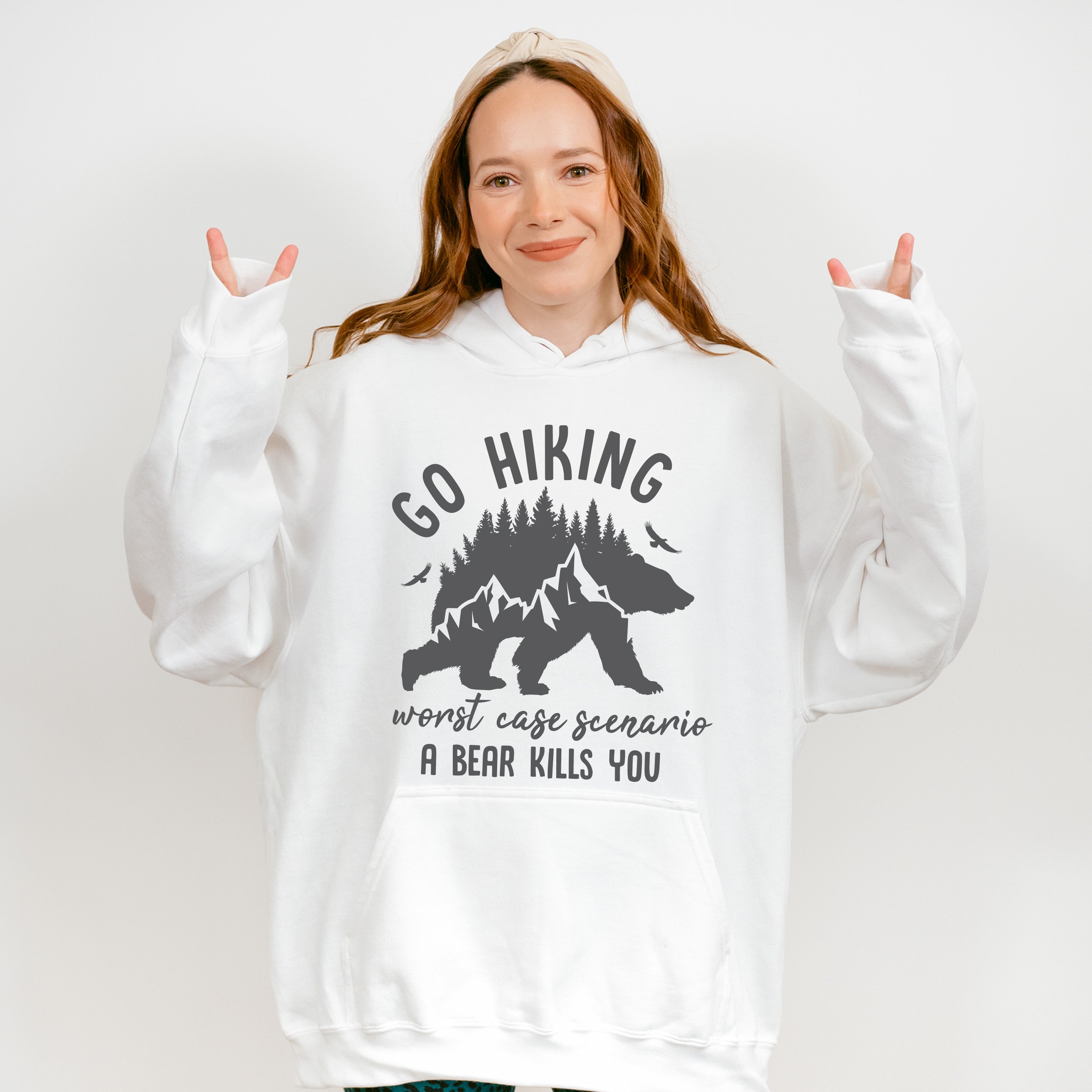 Go Hiking A Bear Kills You Design - Hiking Unisex Crewneck T-Shirt Sweatshirt Hoodie