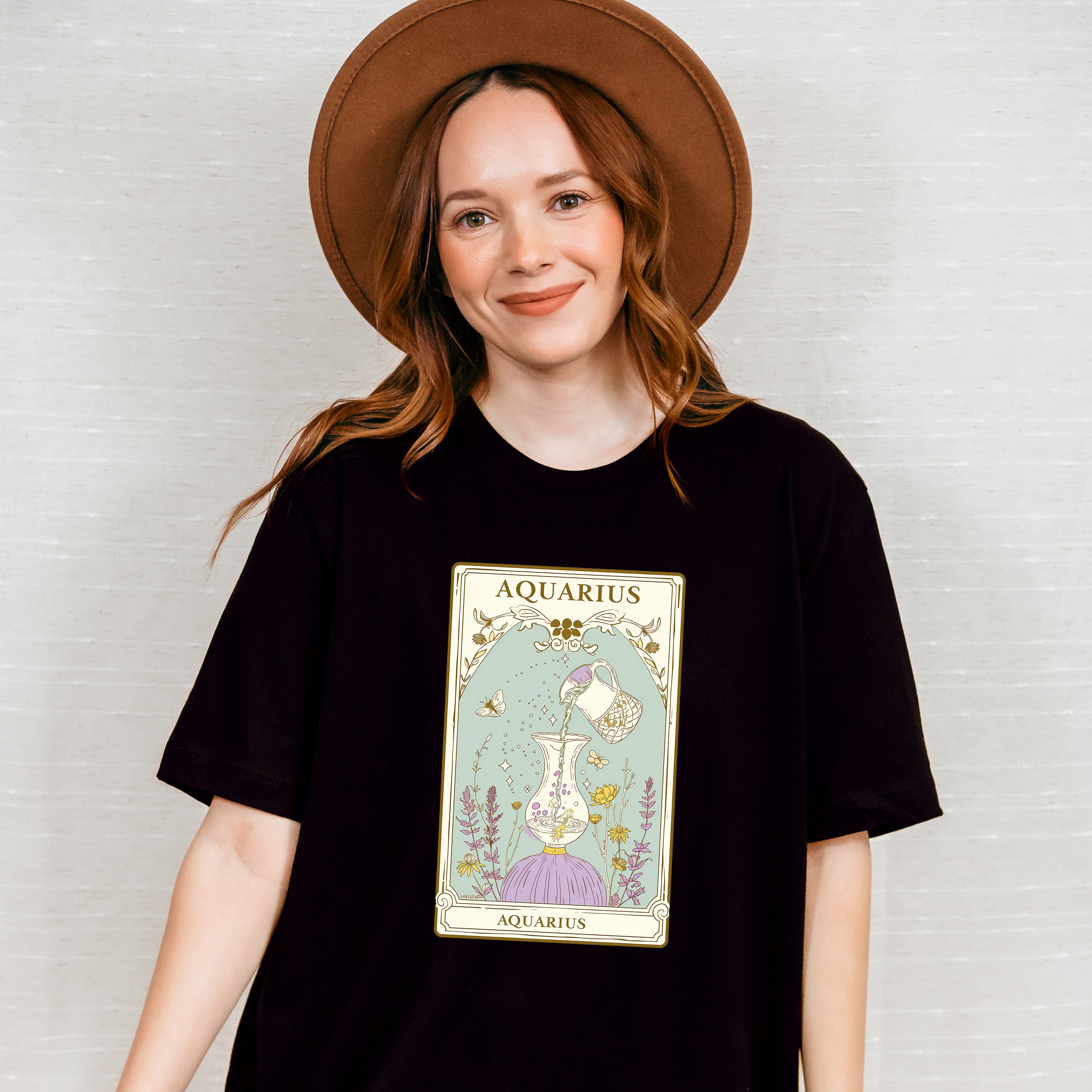 Aquarius Tarot Card - Zodiacs &amp; Horoscopes Unisex Crewneck T-Shirt Sweatshirt Hoodie