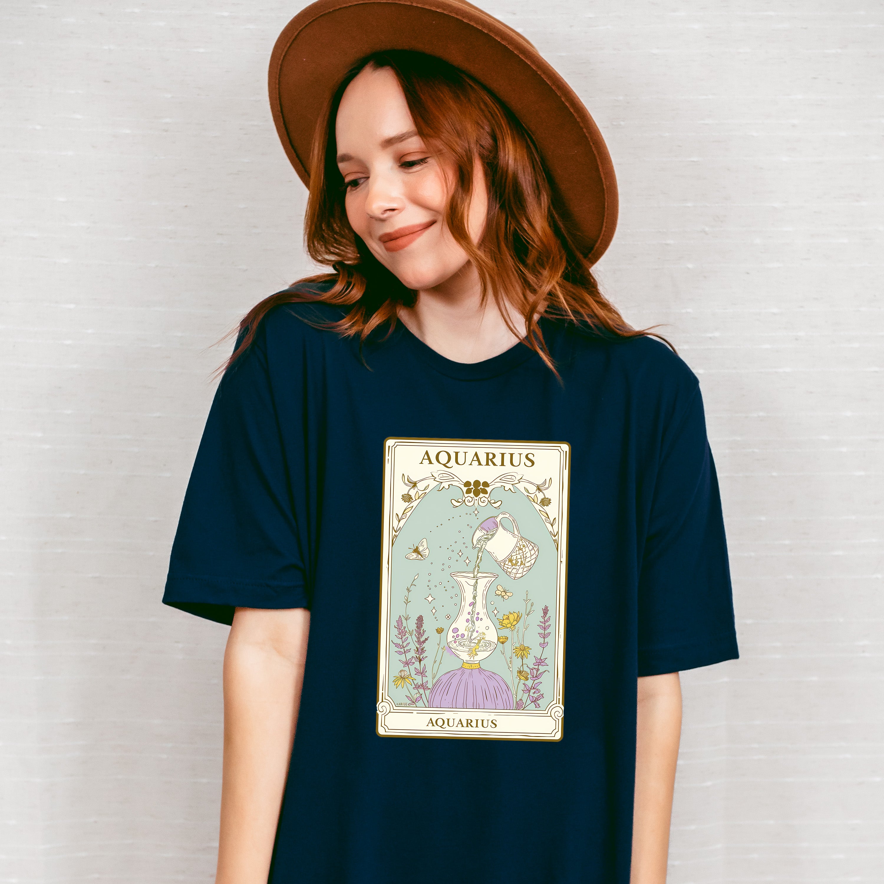 Aquarius Tarot Card - Zodiacs &amp; Horoscopes Unisex Crewneck T-Shirt Sweatshirt Hoodie