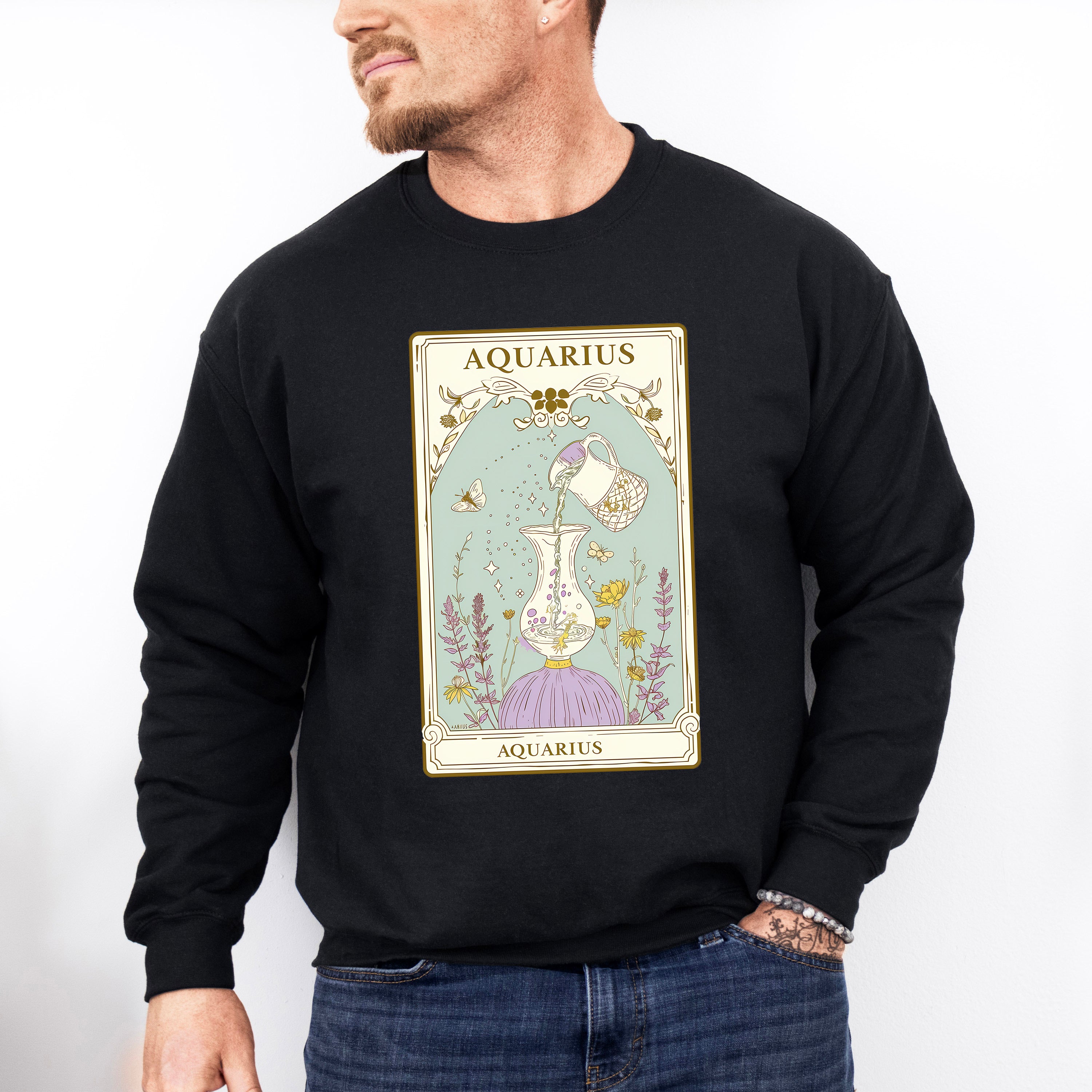 Aquarius Tarot Card - Zodiacs &amp; Horoscopes Unisex Crewneck T-Shirt Sweatshirt Hoodie