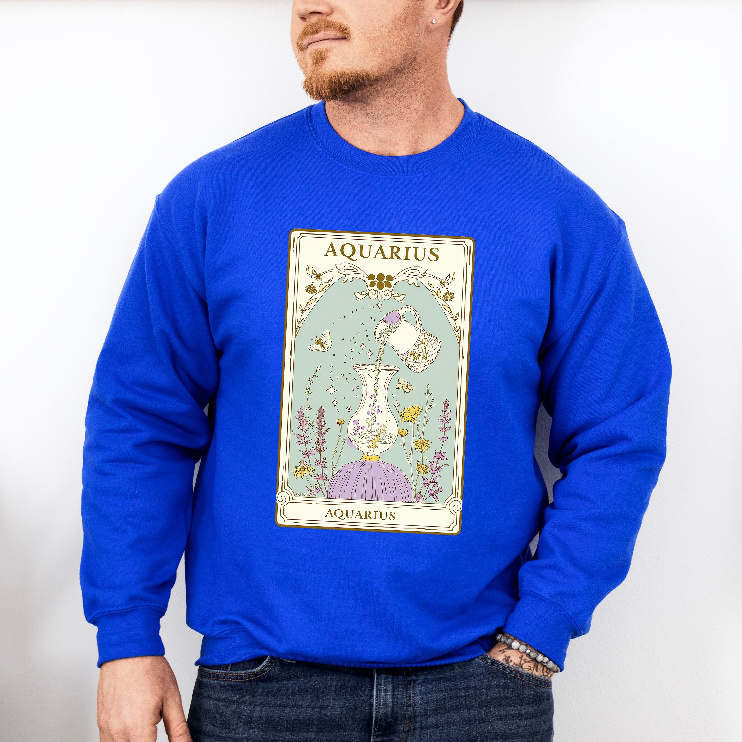 Aquarius Tarot Card - Zodiacs &amp; Horoscopes Unisex Crewneck T-Shirt Sweatshirt Hoodie