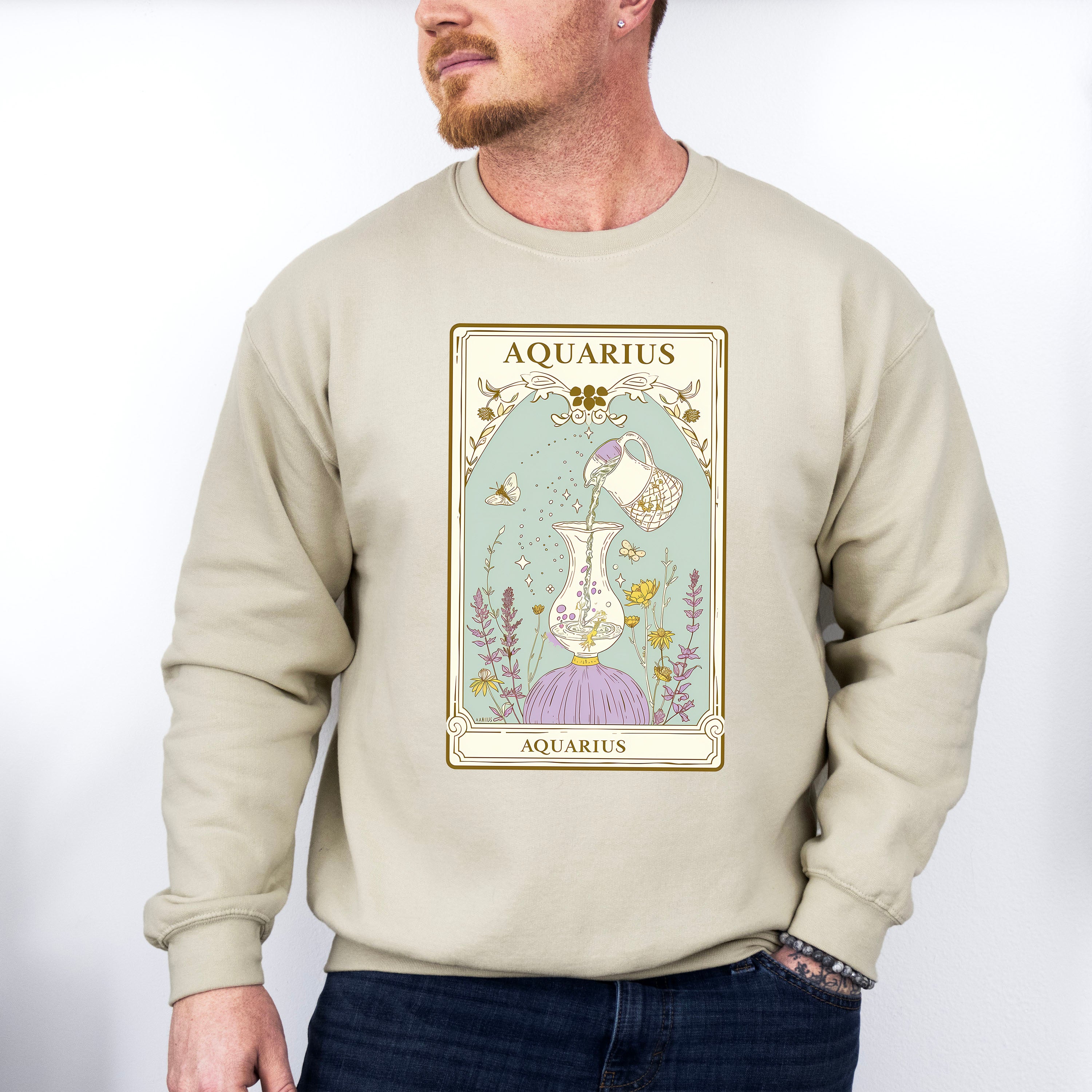 Aquarius Tarot Card - Zodiacs &amp; Horoscopes Unisex Crewneck T-Shirt Sweatshirt Hoodie