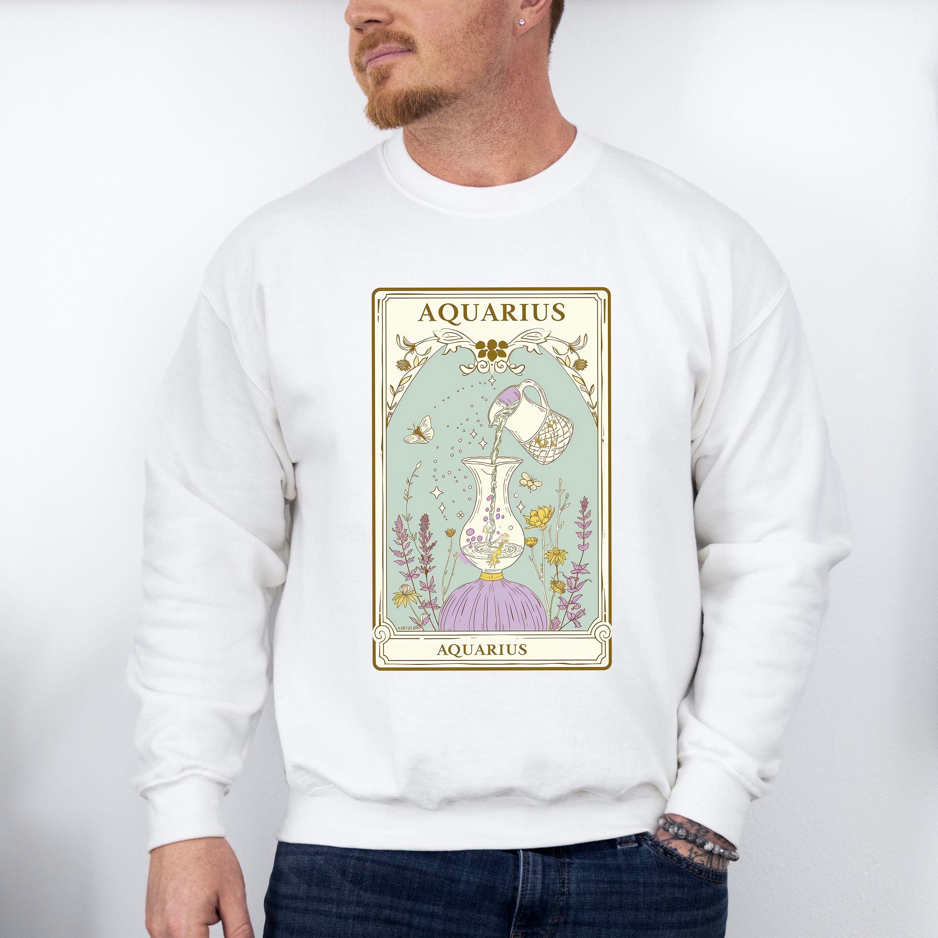 Aquarius Tarot Card - Zodiacs &amp; Horoscopes Unisex Crewneck T-Shirt Sweatshirt Hoodie