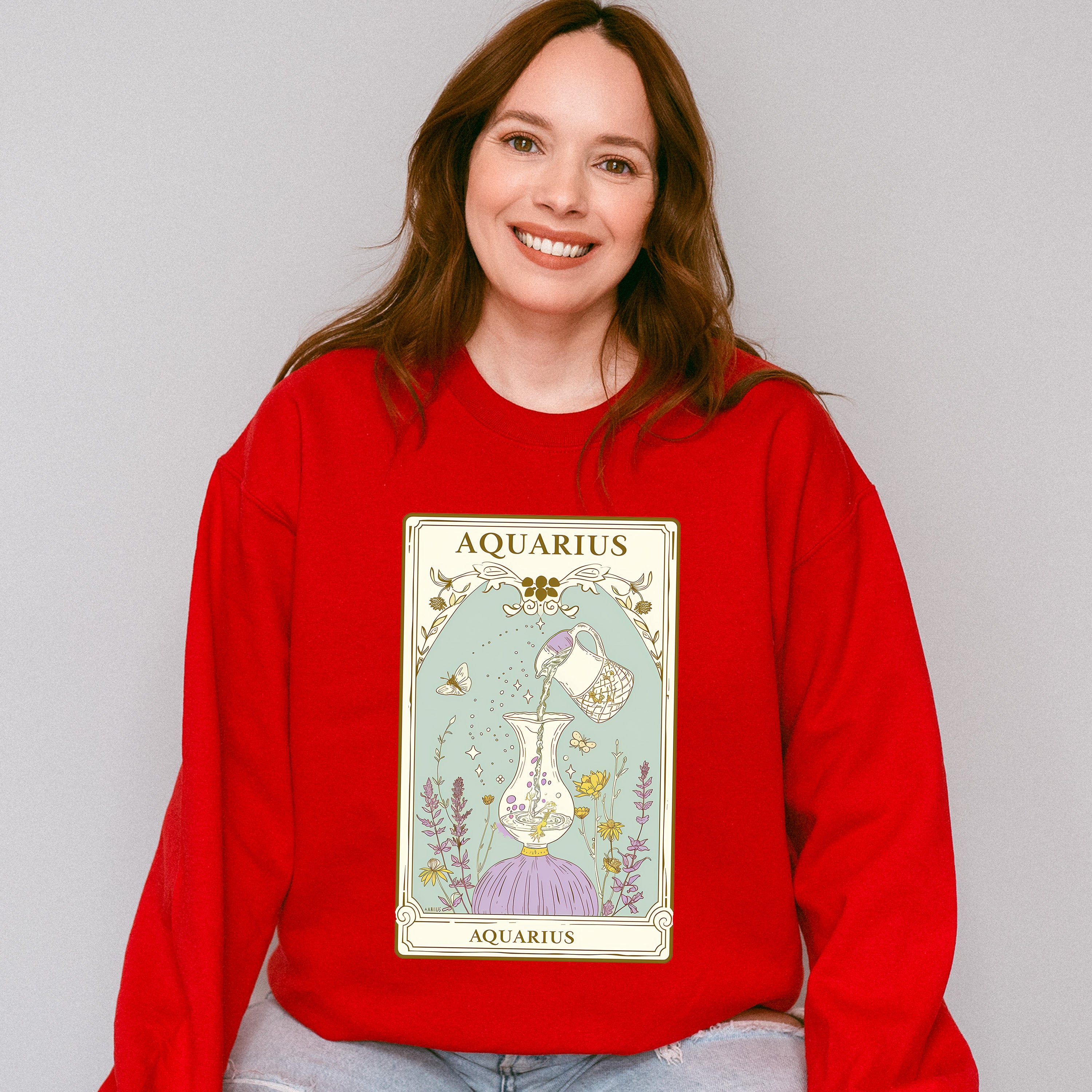 Aquarius Tarot Card - Zodiacs &amp; Horoscopes Unisex Crewneck T-Shirt Sweatshirt Hoodie