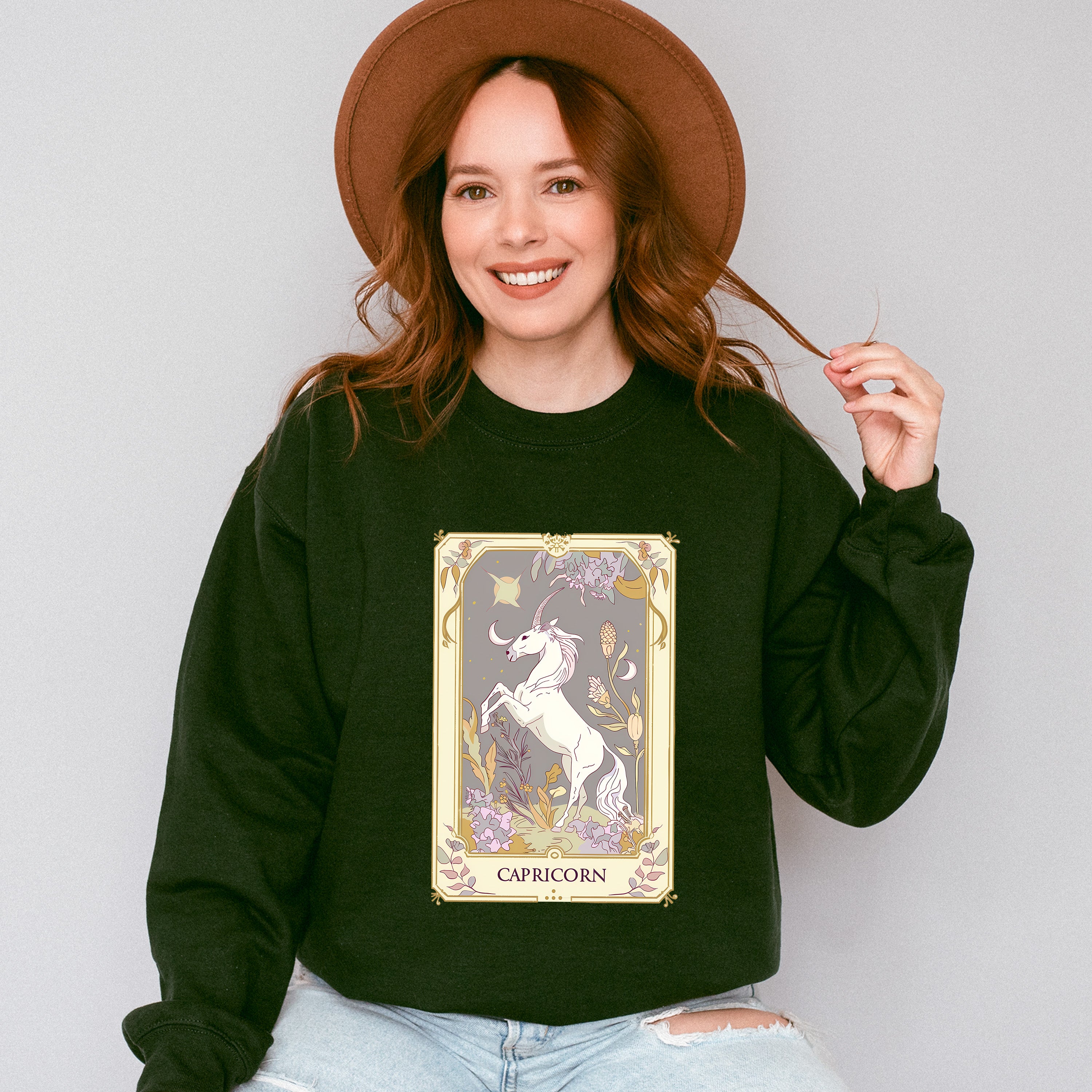 Capricorn Tarot Card - Zodiacs &amp; Horoscopes Unisex Crewneck T-Shirt Sweatshirt Hoodie