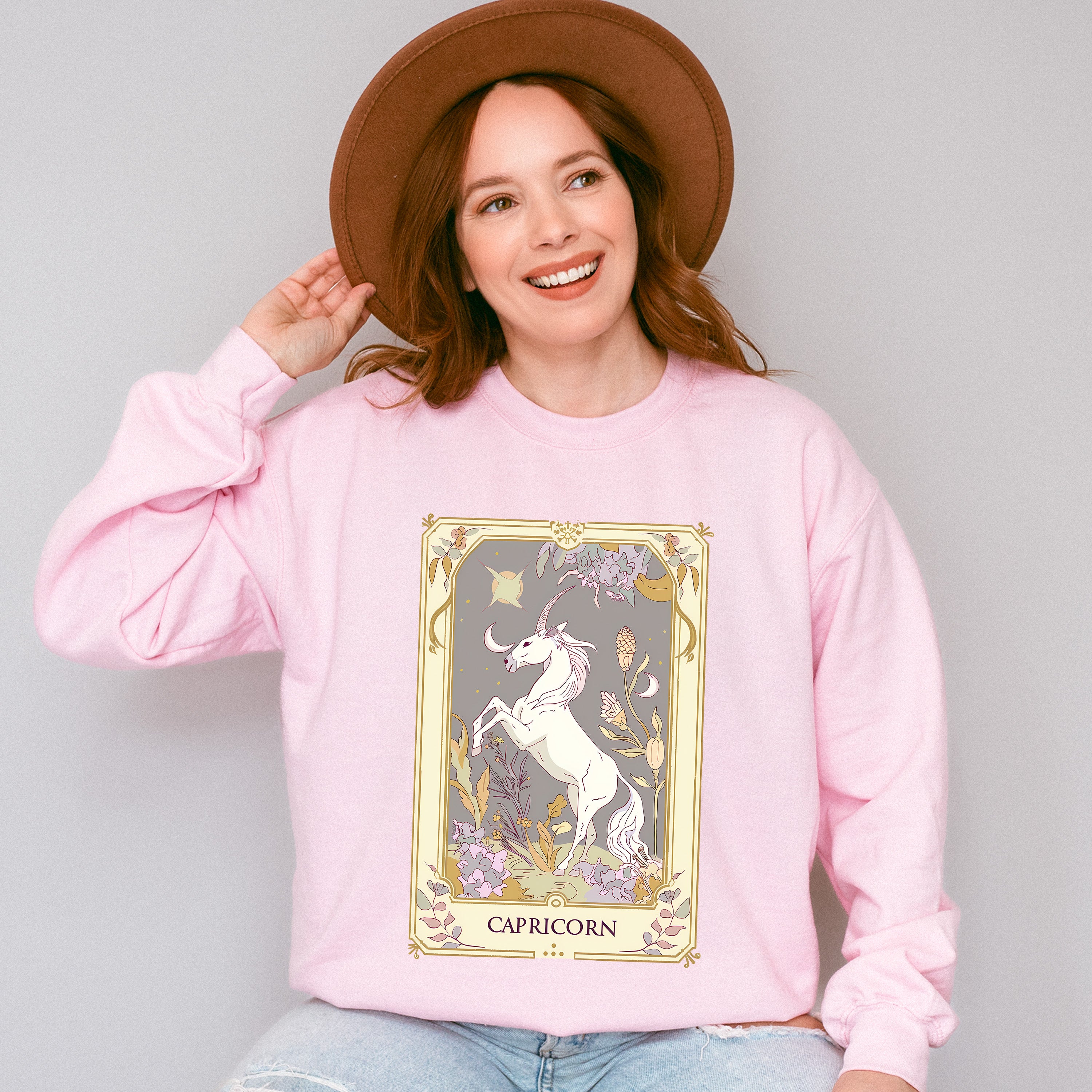 Capricorn Tarot Card - Zodiacs &amp; Horoscopes Unisex Crewneck T-Shirt Sweatshirt Hoodie