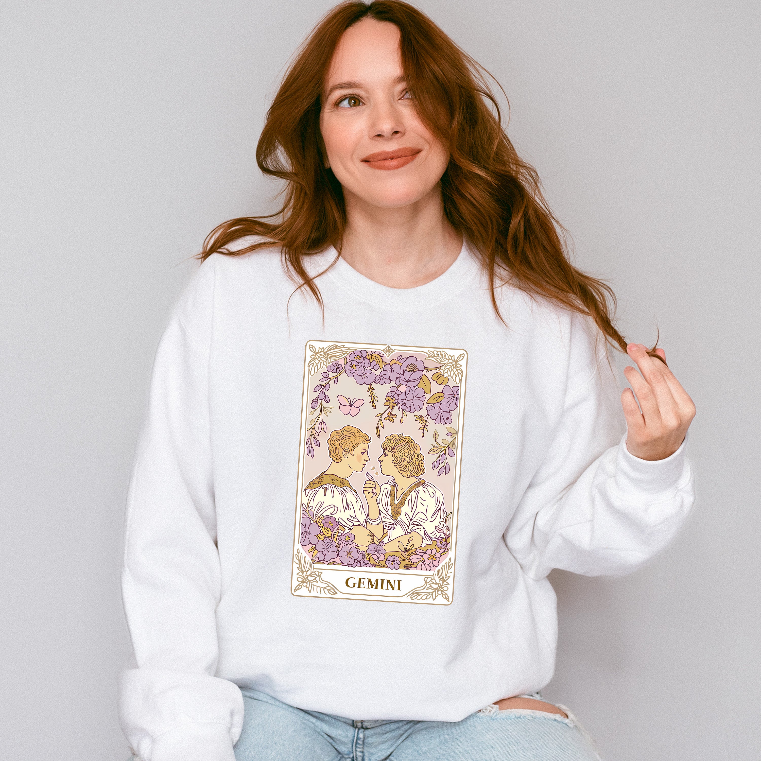 Gemini Tarot Card - Zodiacs &amp; Horoscopes Unisex Crewneck T-Shirt Sweatshirt Hoodie