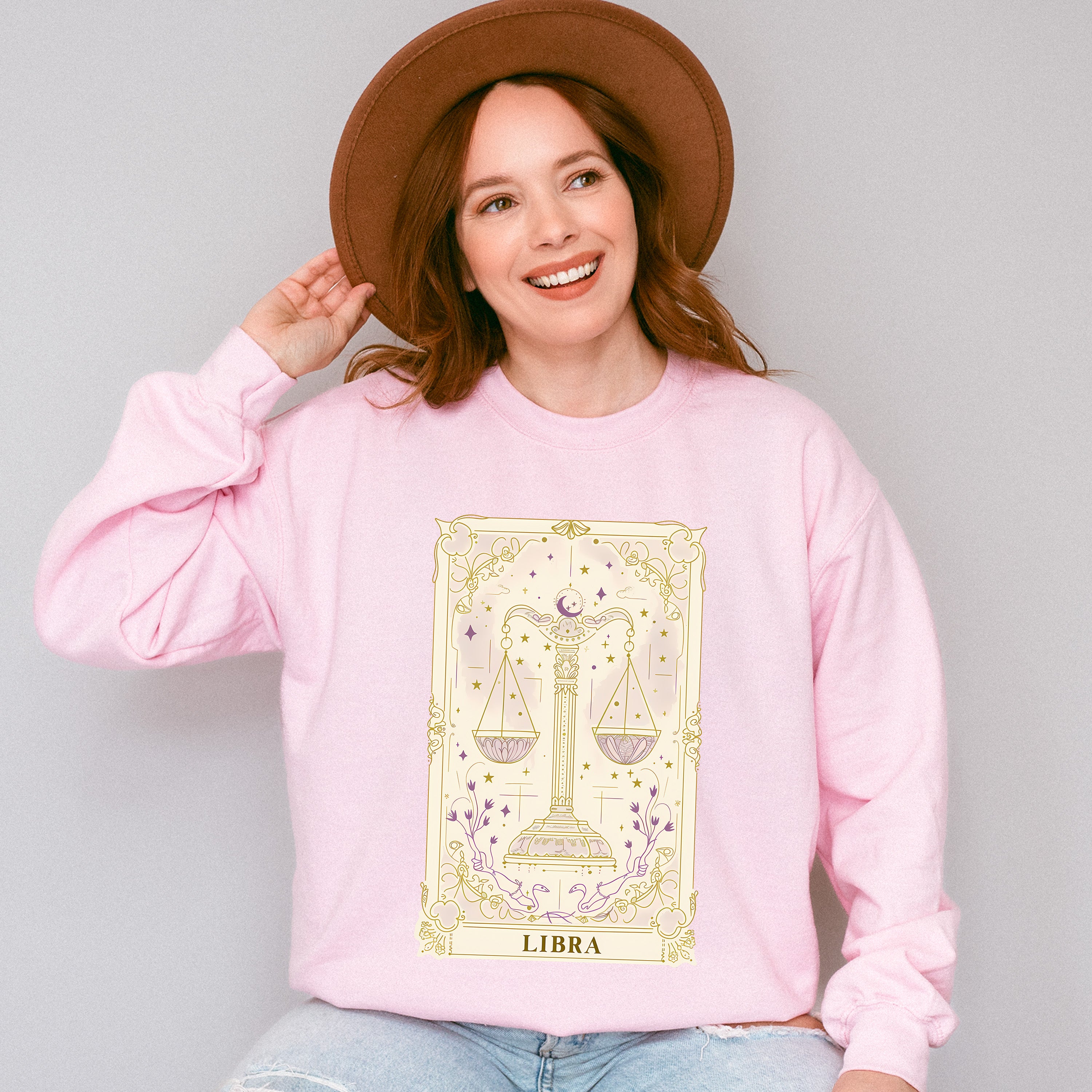 Libra Tarot Card - Zodiacs &amp; Horoscopes Unisex Crewneck T-Shirt Sweatshirt Hoodie