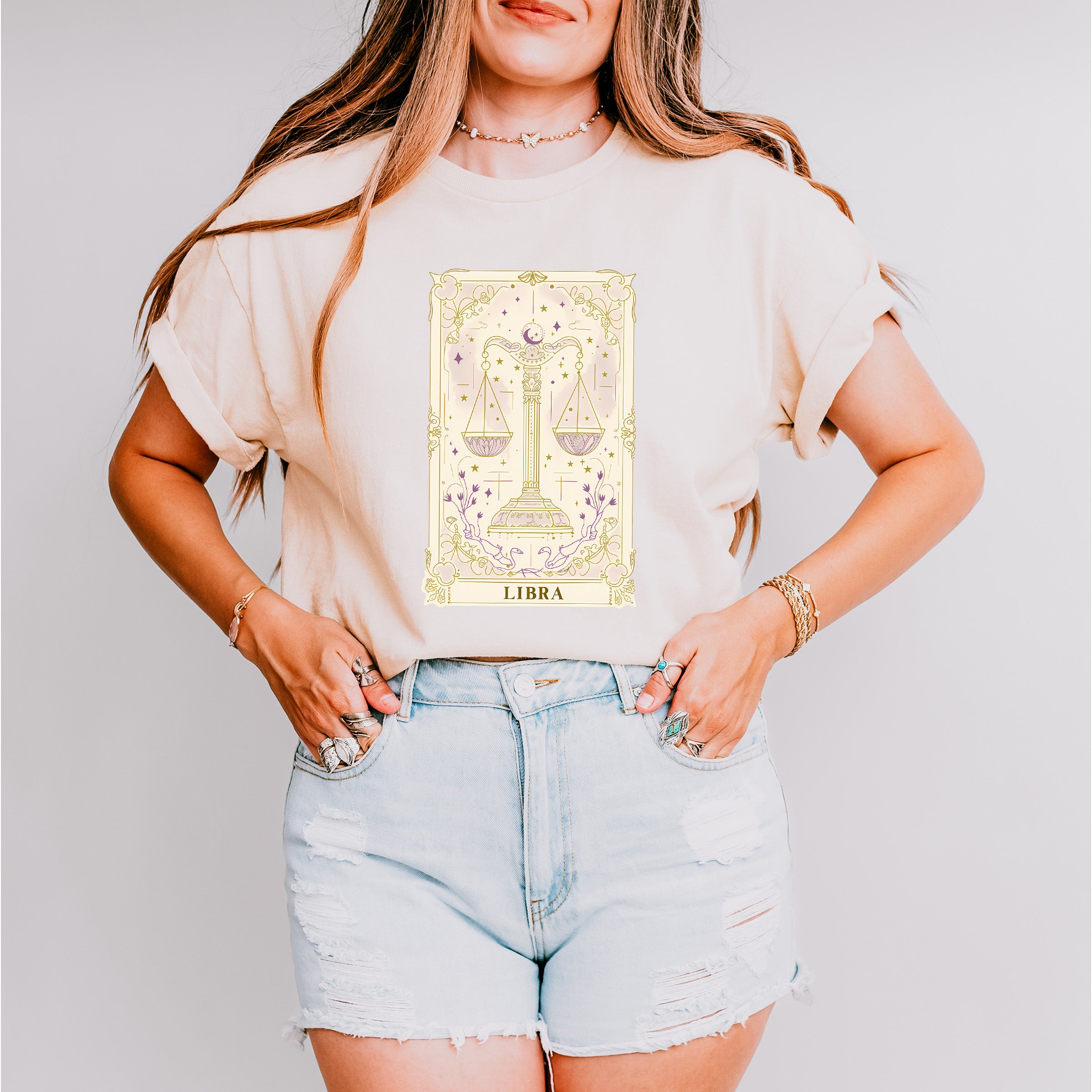 Libra Tarot Card - Zodiacs &amp; Horoscopes Unisex Crewneck T-Shirt Sweatshirt Hoodie