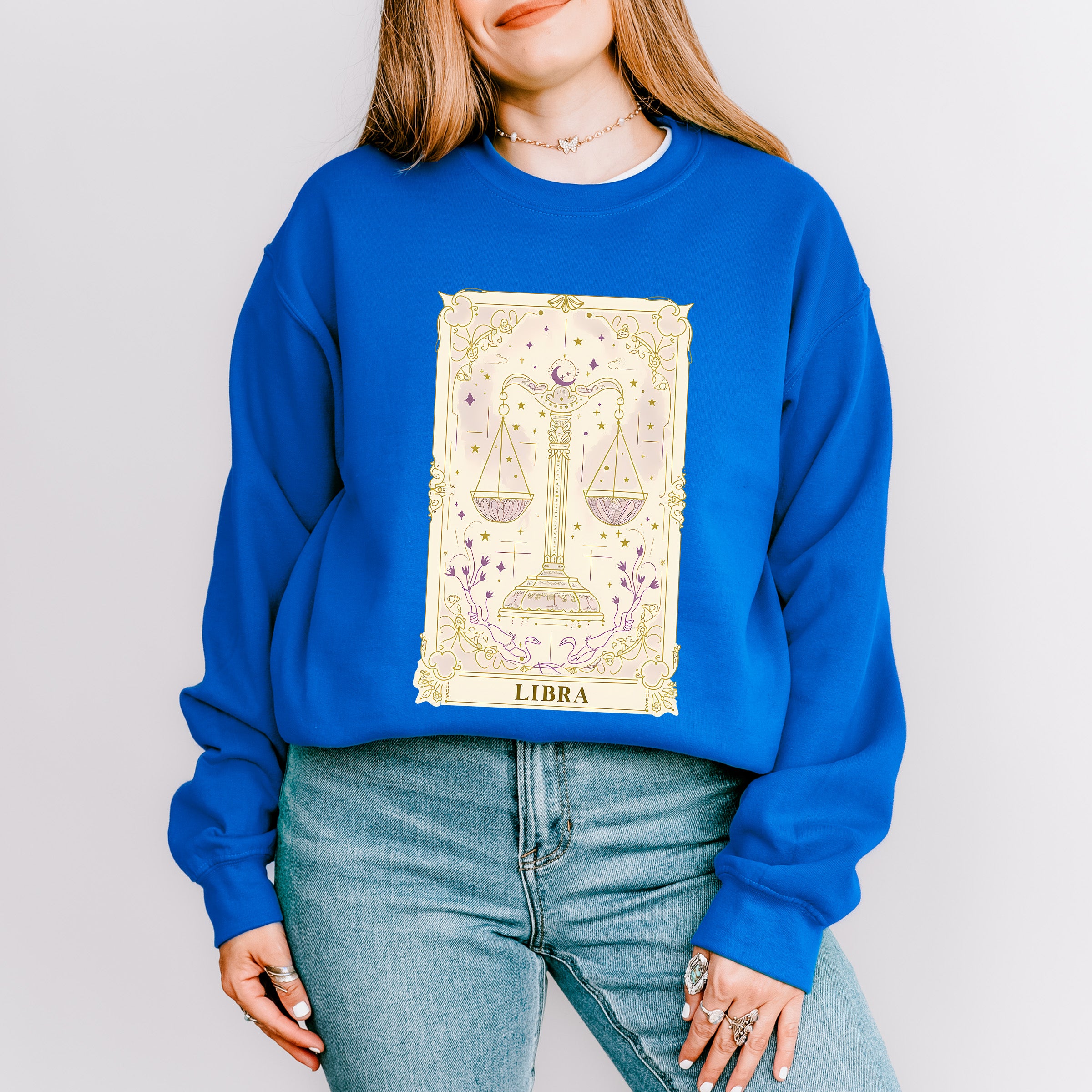 Libra Tarot Card - Zodiacs &amp; Horoscopes Unisex Crewneck T-Shirt Sweatshirt Hoodie