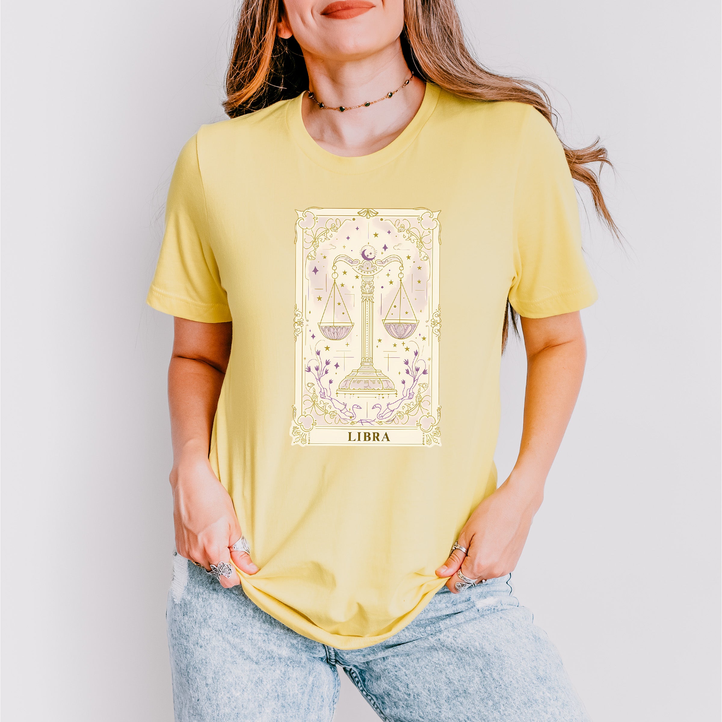 Libra Tarot Card - Zodiacs &amp; Horoscopes Unisex Crewneck T-Shirt Sweatshirt Hoodie