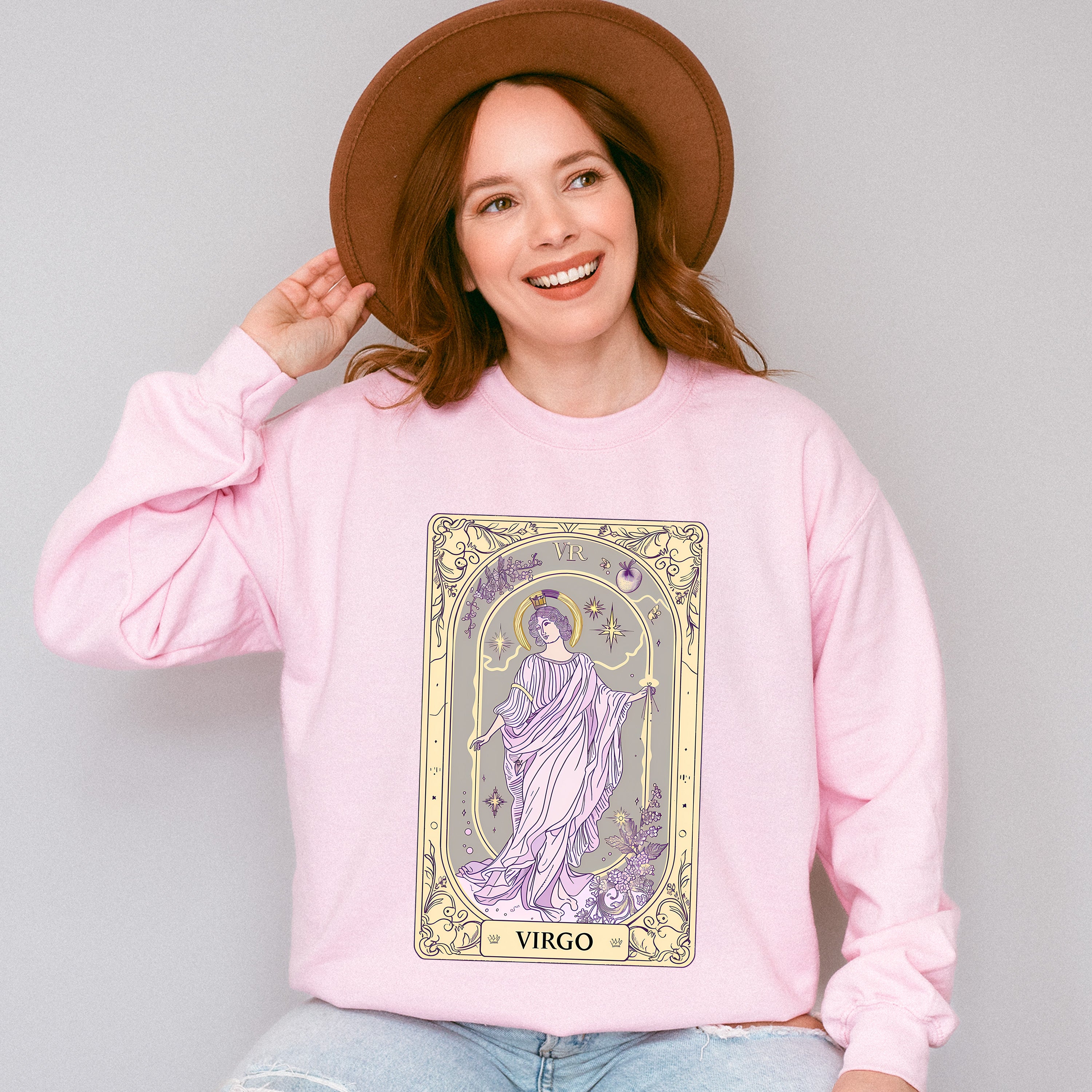 Virgo Tarot Card - Zodiacs &amp; Horoscopes Unisex Crewneck T-Shirt Sweatshirt Hoodie