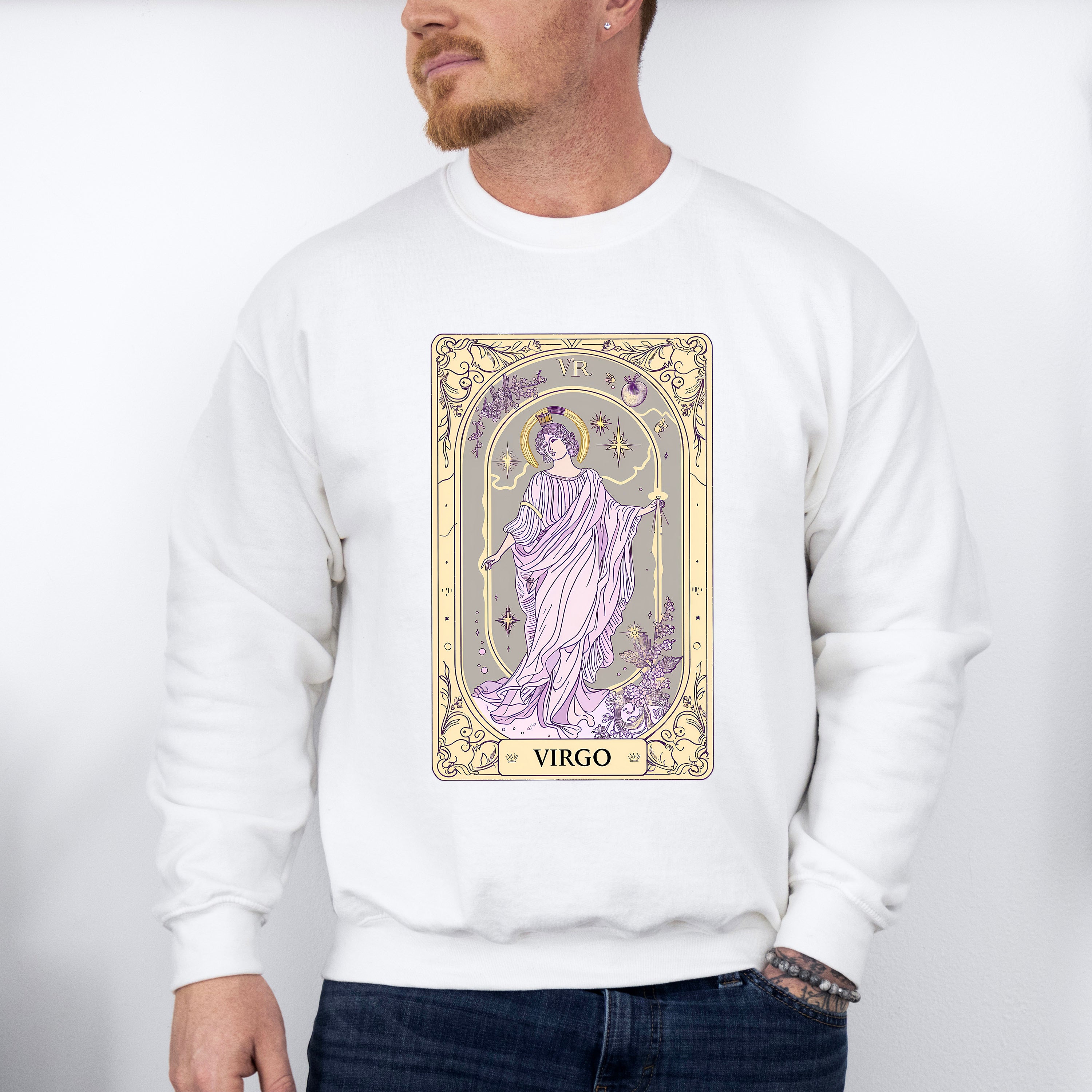 Virgo Tarot Card - Zodiacs &amp; Horoscopes Unisex Crewneck T-Shirt Sweatshirt Hoodie