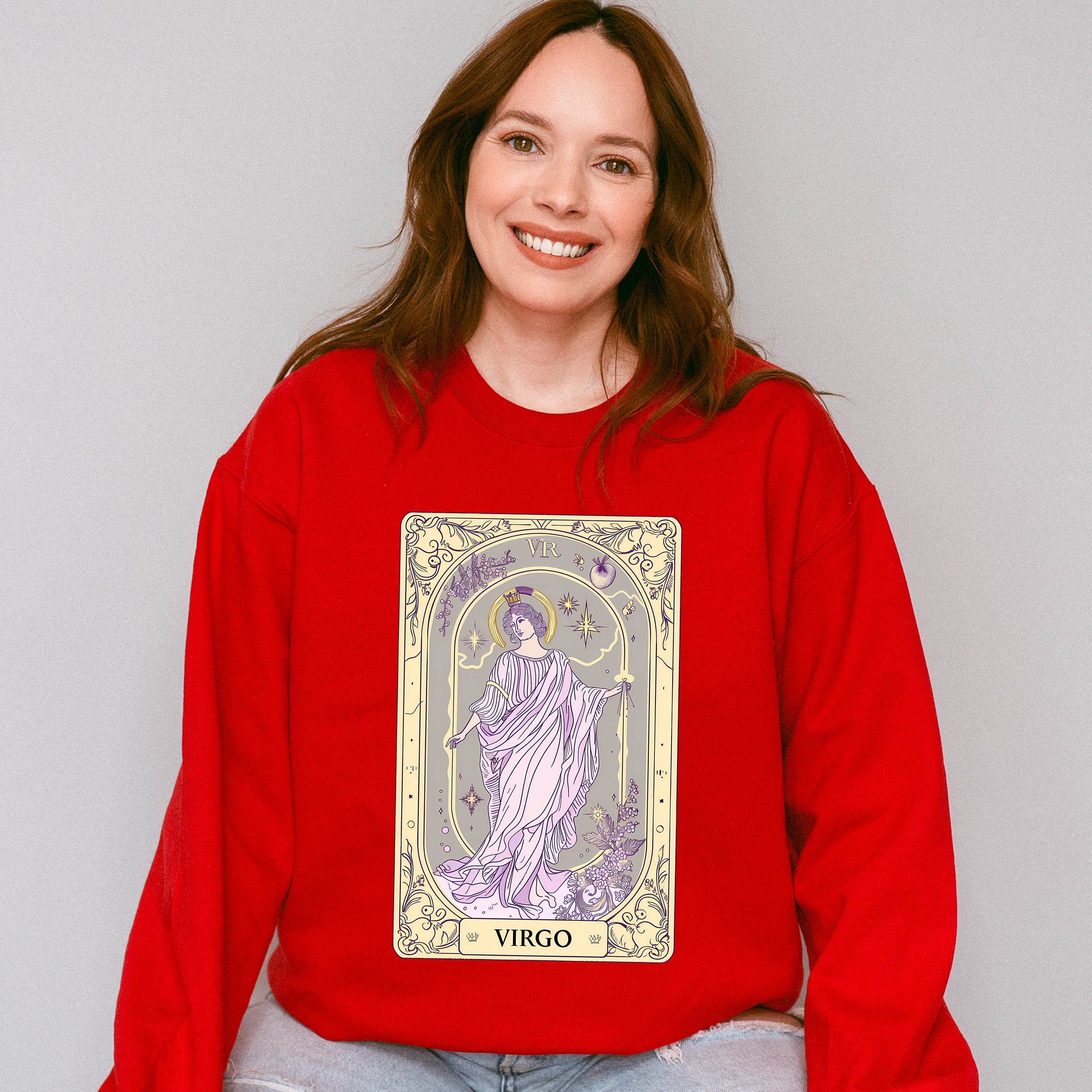 Virgo Tarot Card - Zodiacs &amp; Horoscopes Unisex Crewneck T-Shirt Sweatshirt Hoodie