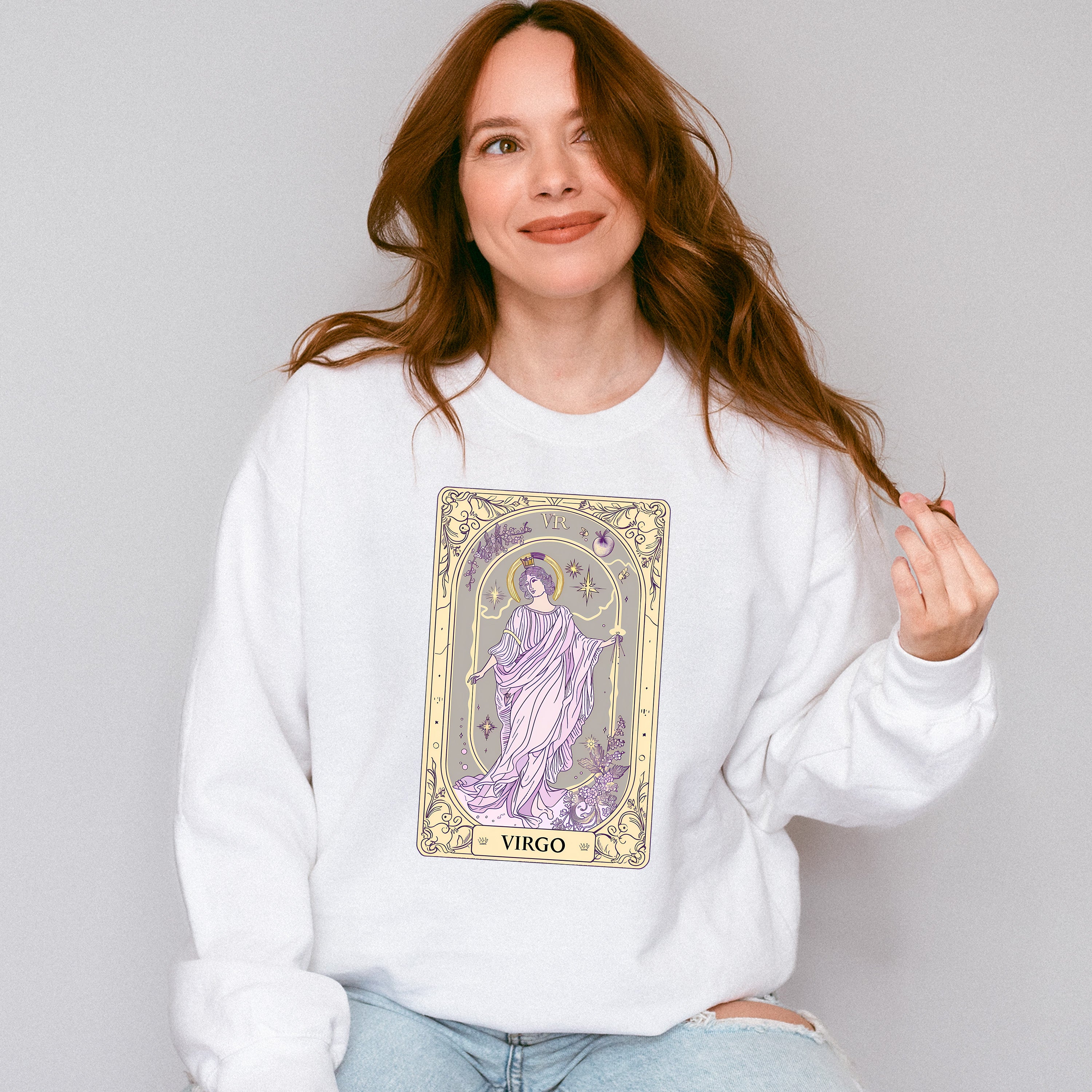 Virgo Tarot Card - Zodiacs &amp; Horoscopes Unisex Crewneck T-Shirt Sweatshirt Hoodie