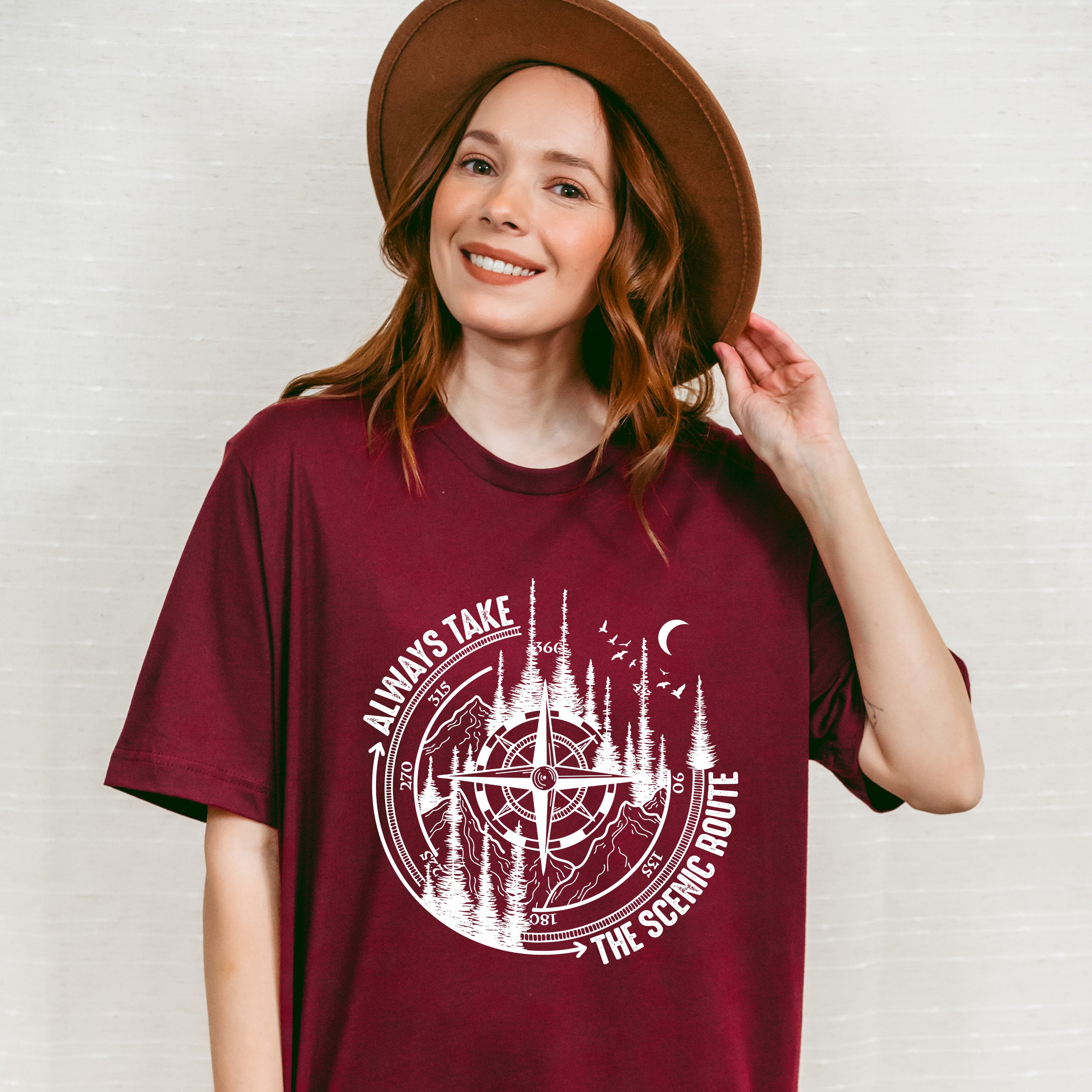 Always Take The Scenic Route Design - Outdoor Unisex Crewneck T-Shirt Sweatshirt Hoodie