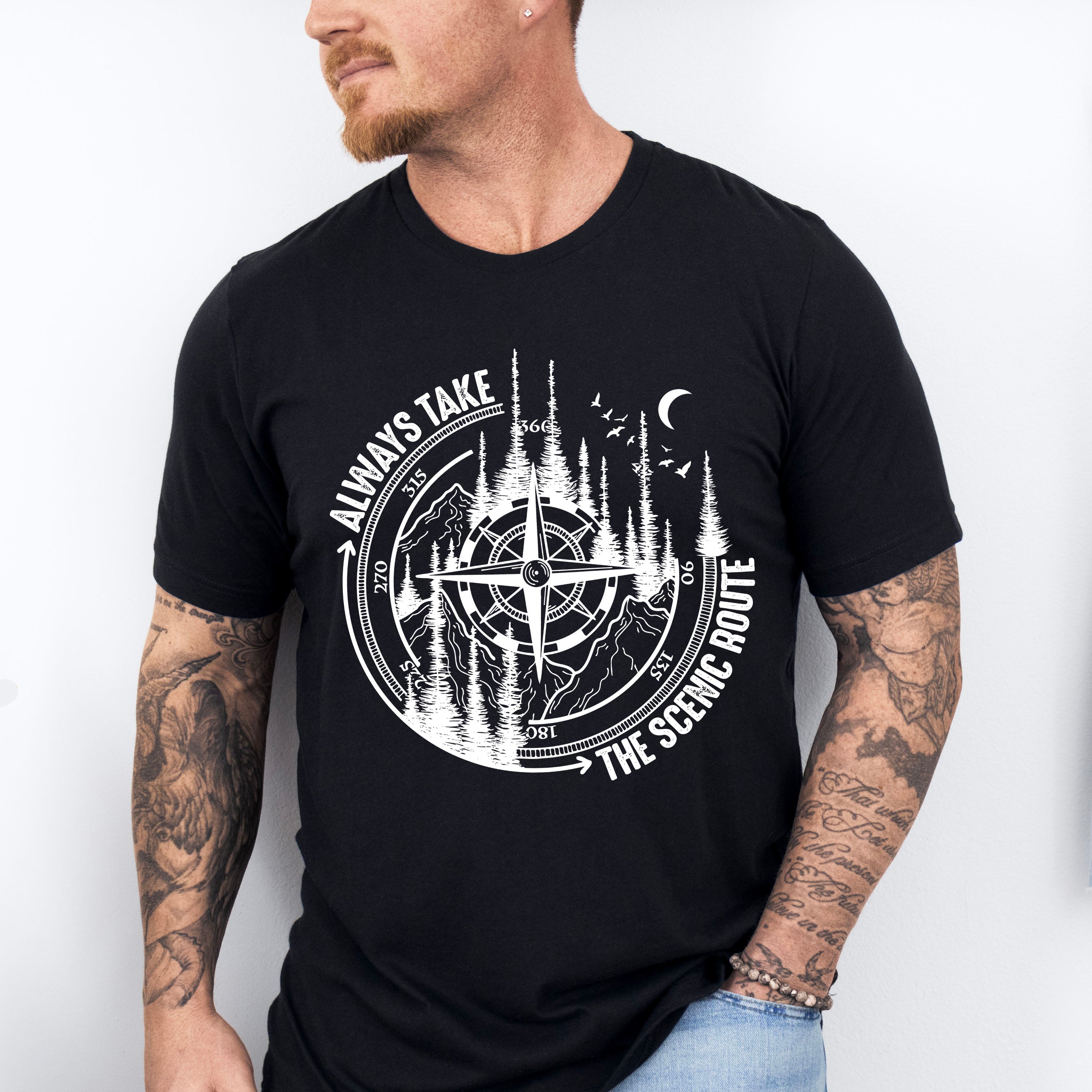 Always Take The Scenic Route Design - Outdoor Unisex Crewneck T-Shirt Sweatshirt Hoodie