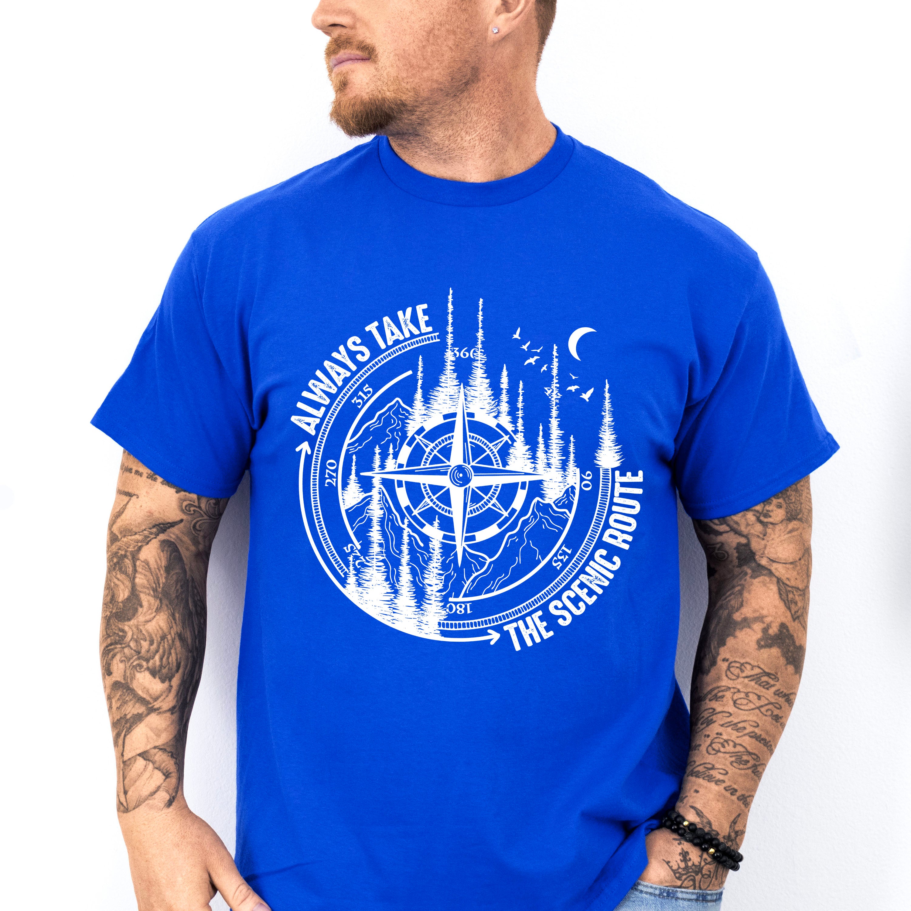 Always Take The Scenic Route Design - Outdoor Unisex Crewneck T-Shirt Sweatshirt Hoodie